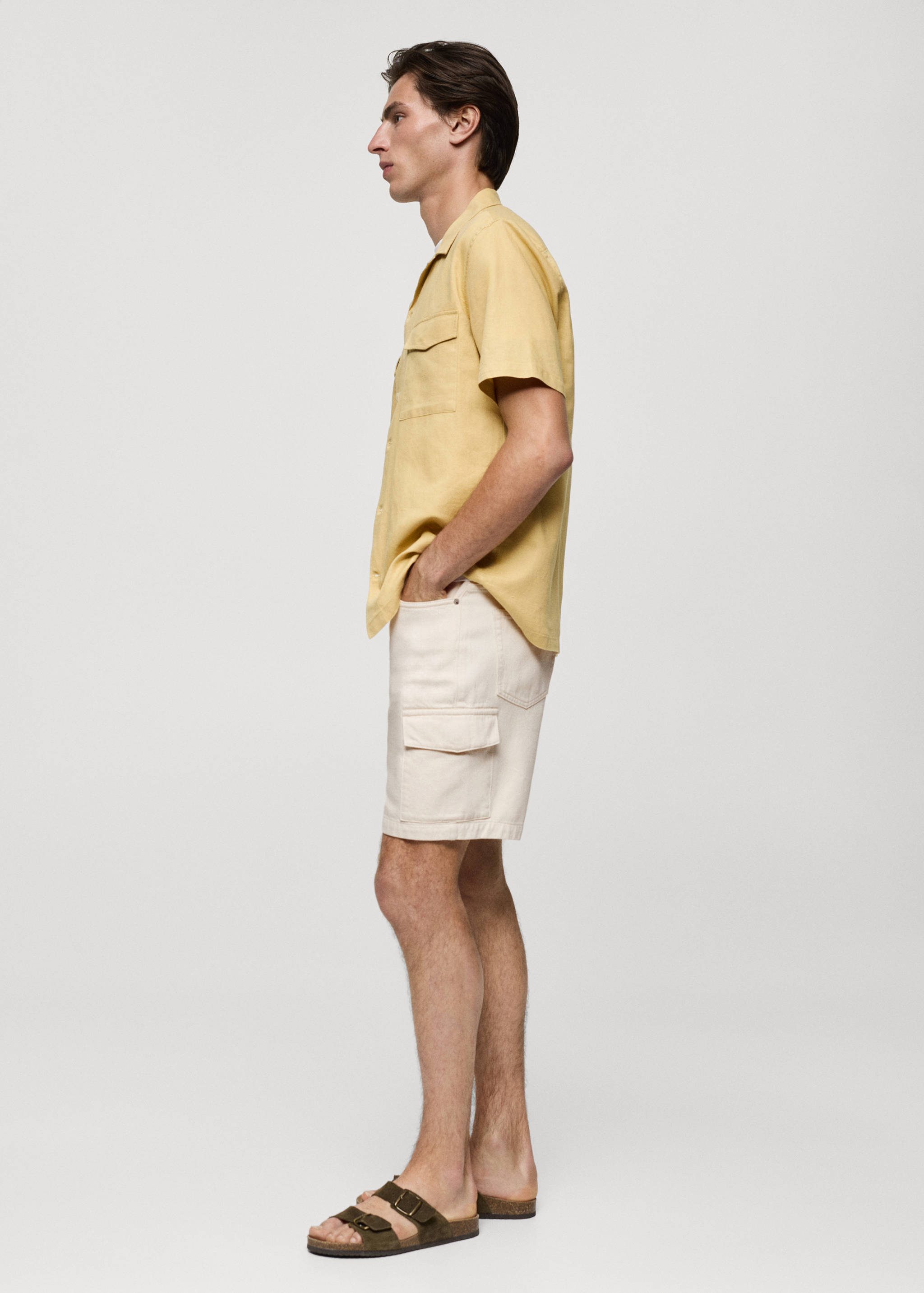 Denim cotton cargo shorts - Details of the article 2