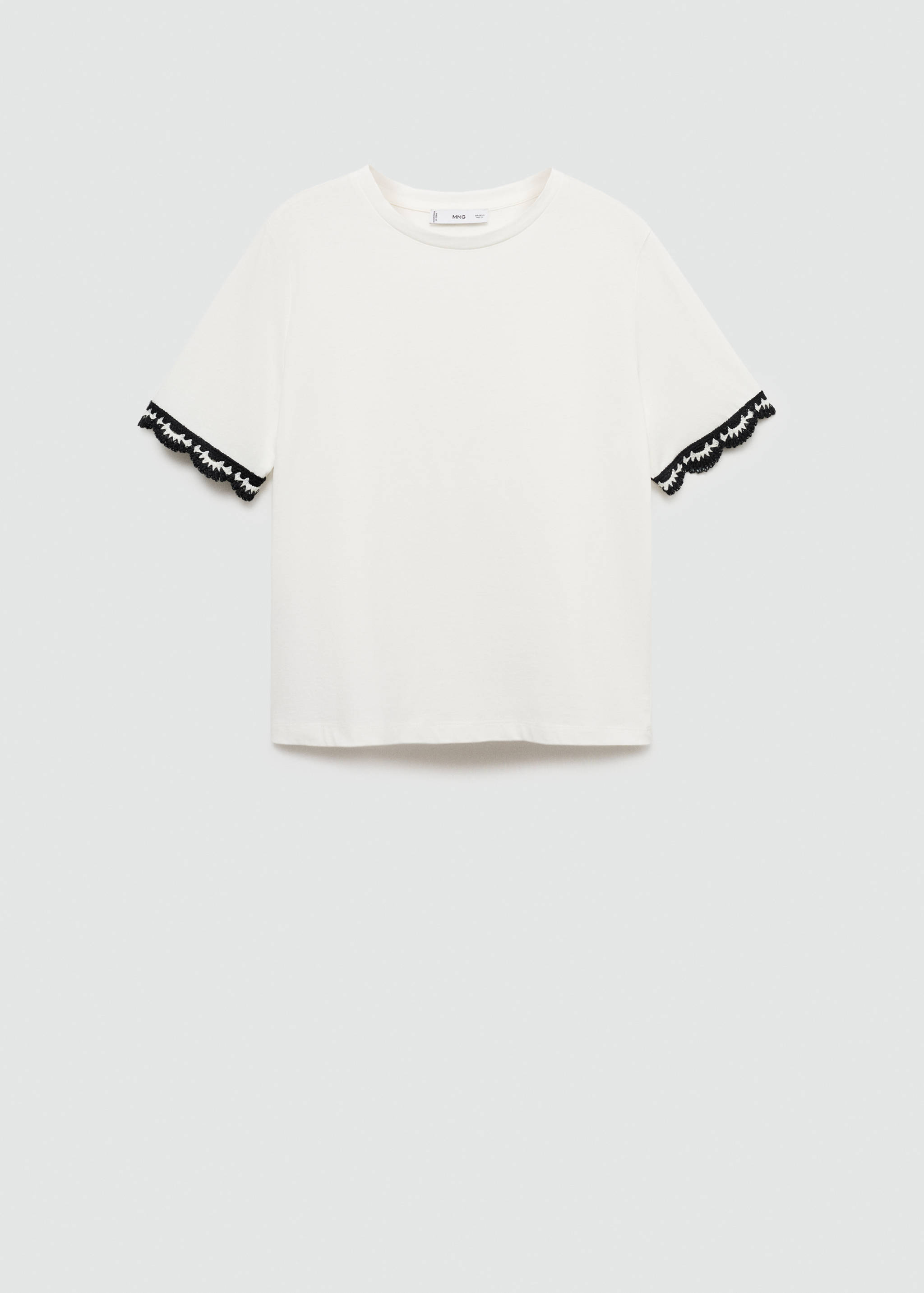 钩针编织细节袖管T恤 - null