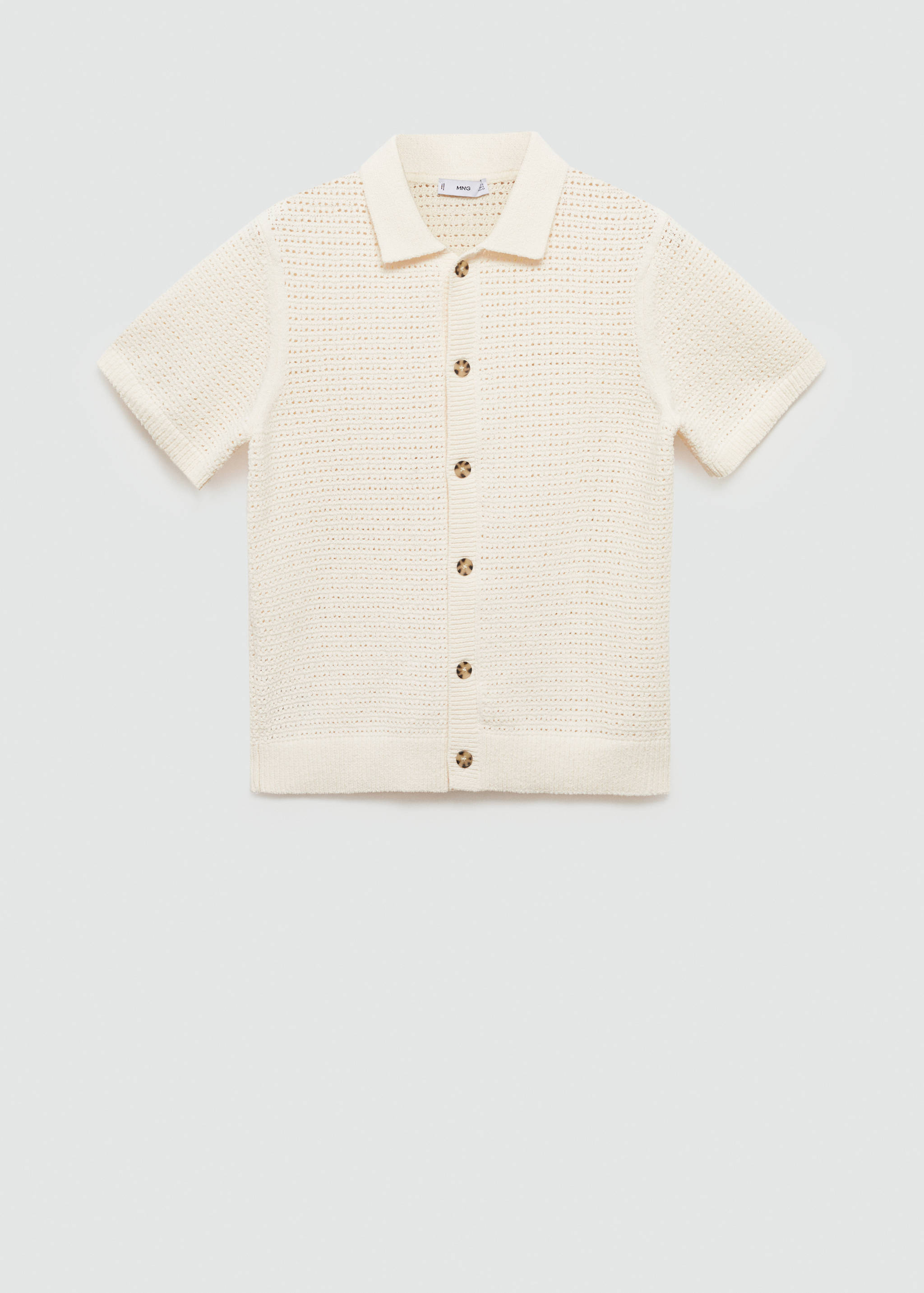 Hålstickad tröja med tenniskrage och knappar - Artikel utan modell