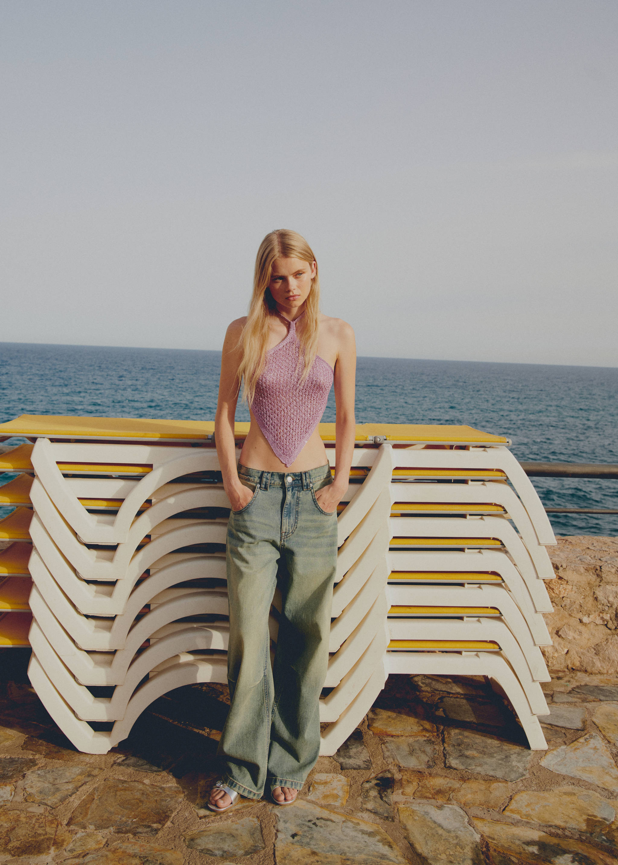 Jeans wide leg pliegues tiro bajo - Detalle del artículo 7