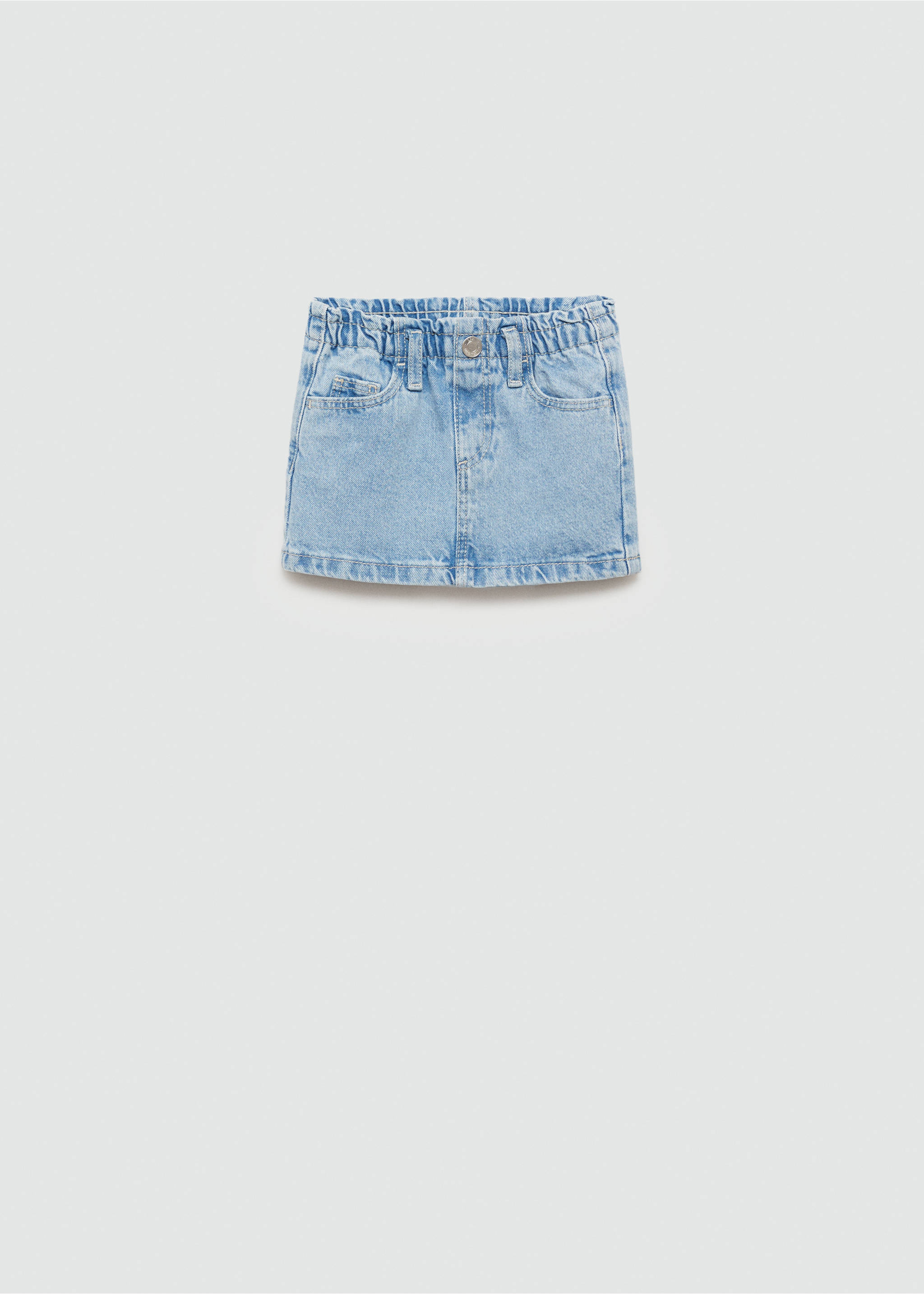 Paperbag denim skirt - Article without model, Light Blue. Ref: 77082004-00.