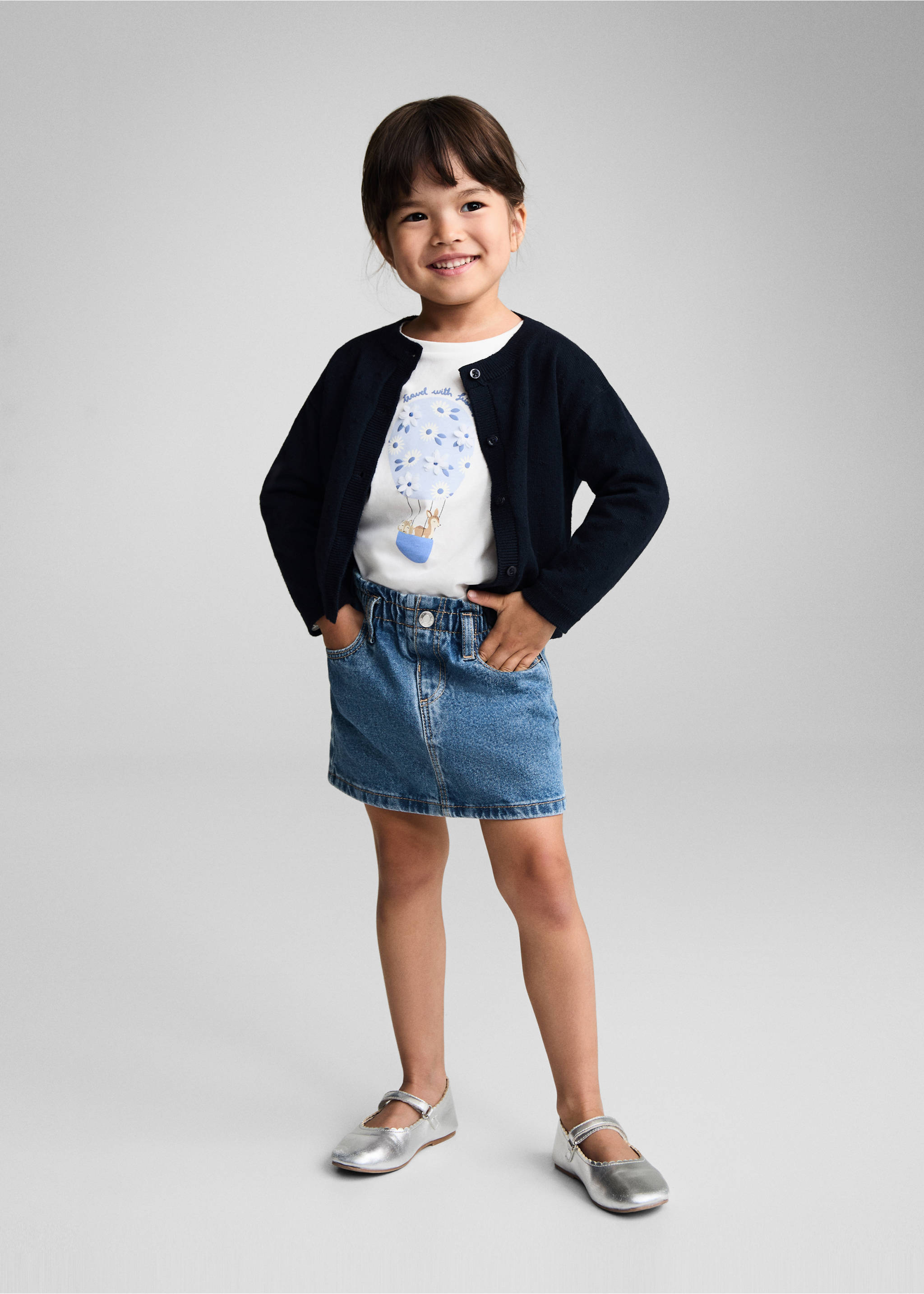 Paperbag denim skirt - General plane, Medium Blue. Ref: 77082004-00.
