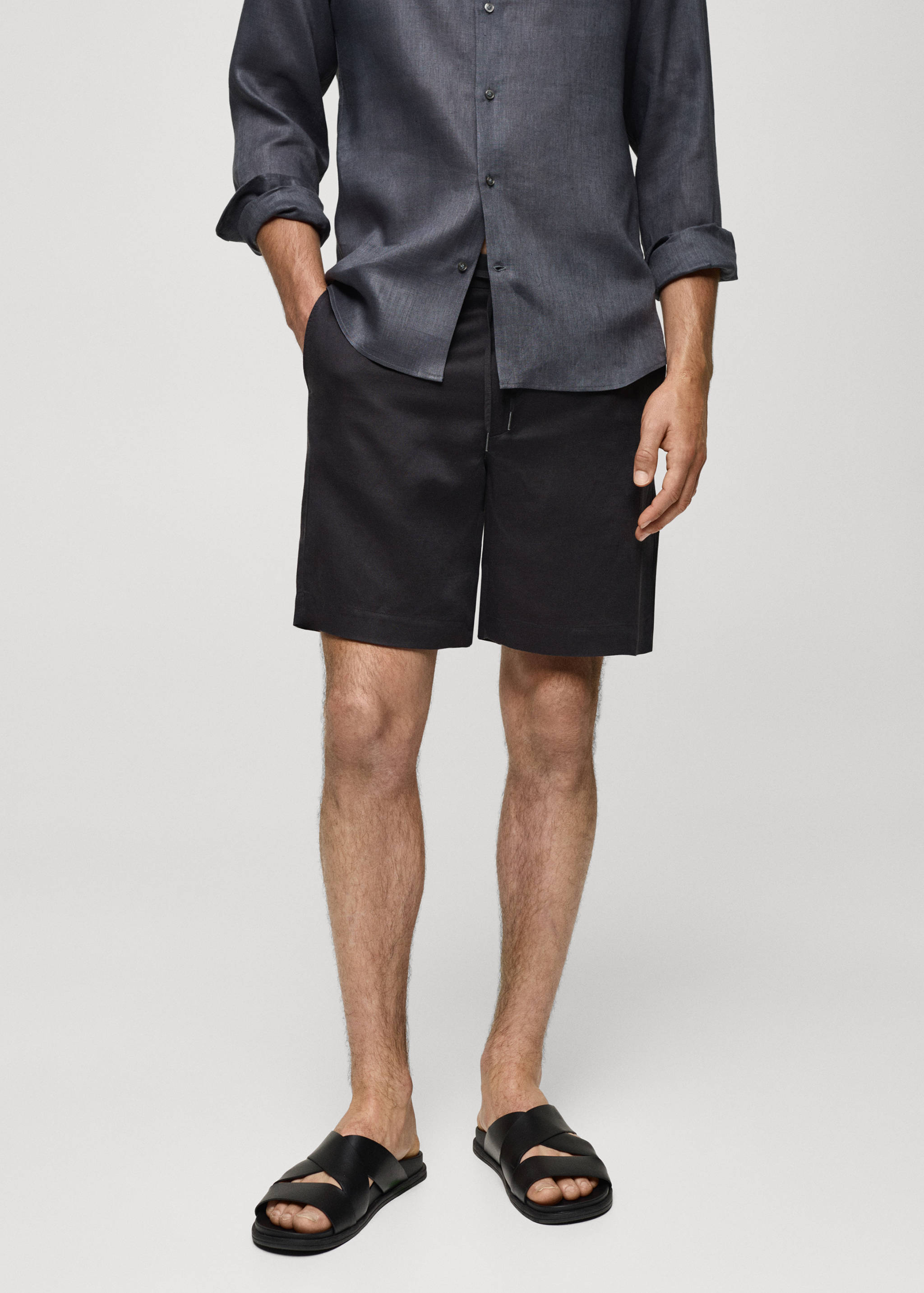 Tencel™ linen shorts with drawstring - Medium plane