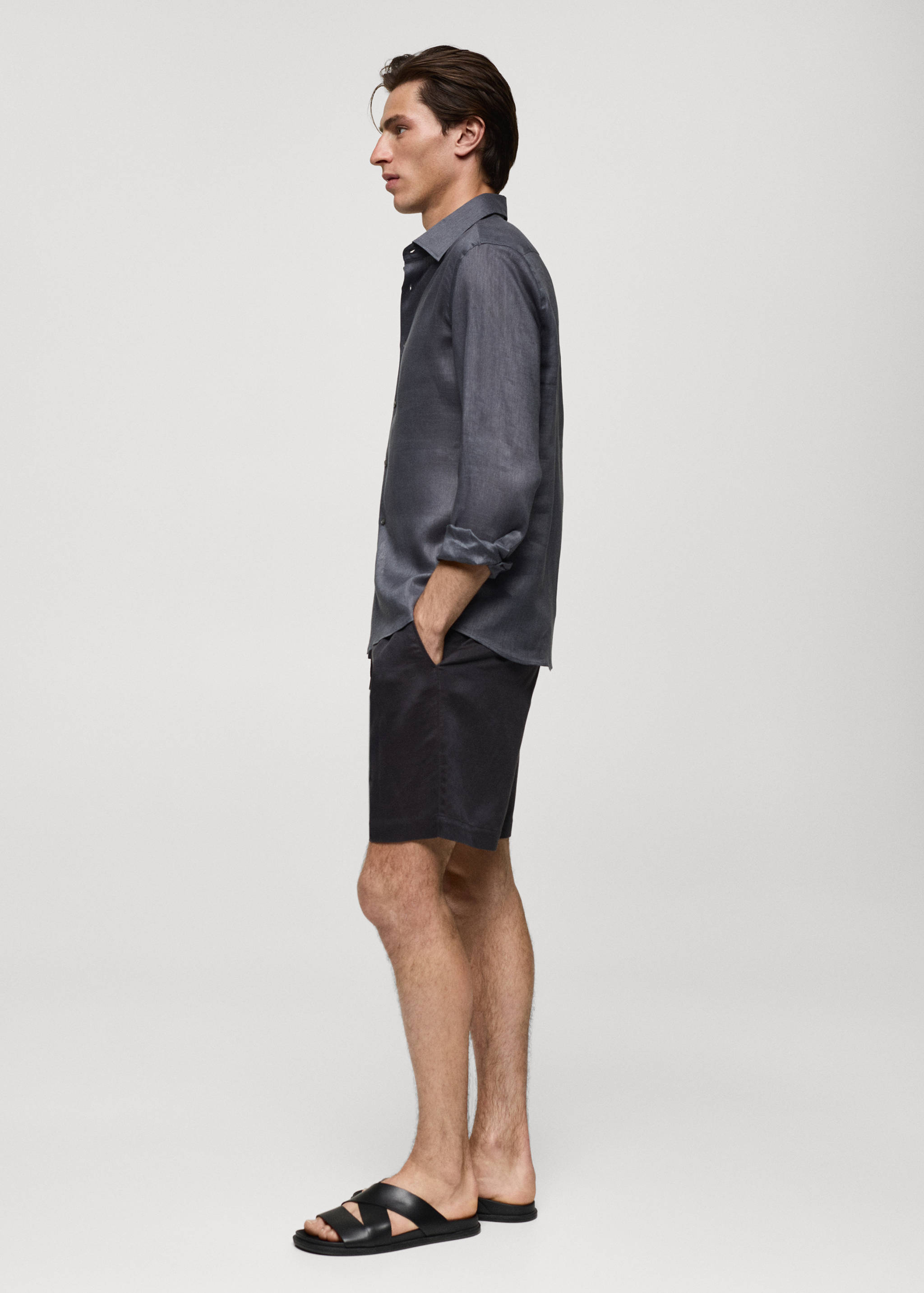 Tencel™ linen shorts with drawstring - Details of the article 2