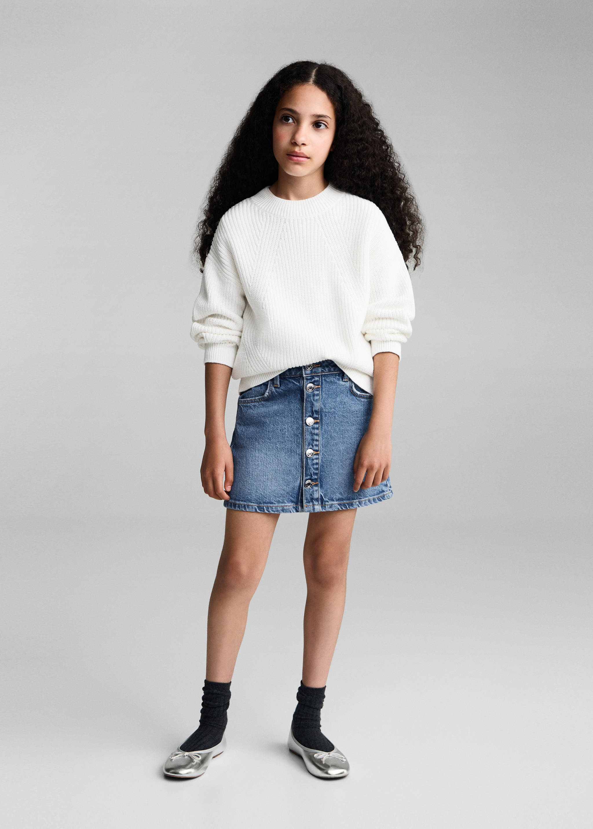 Buttoned denim skirt - General plane