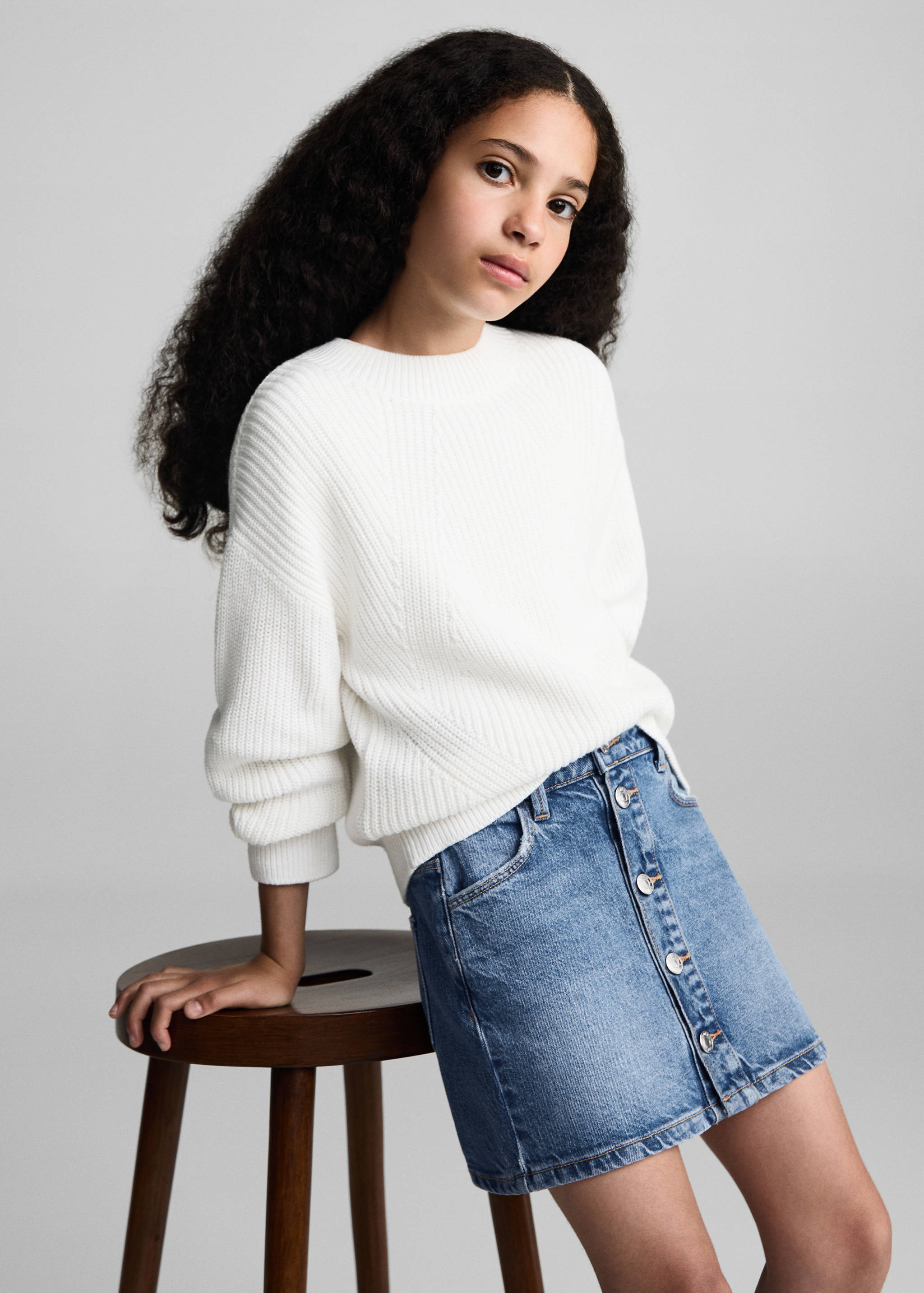 Buttoned denim skirt - Medium plane