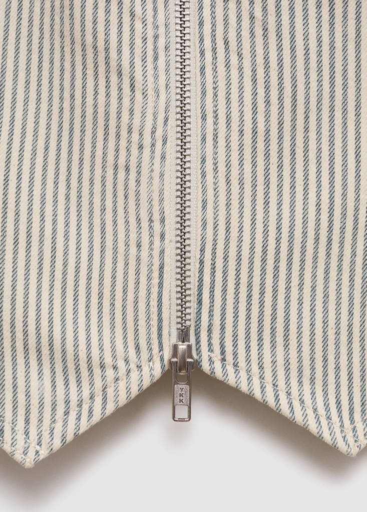 Striped gilet with zip — Beige