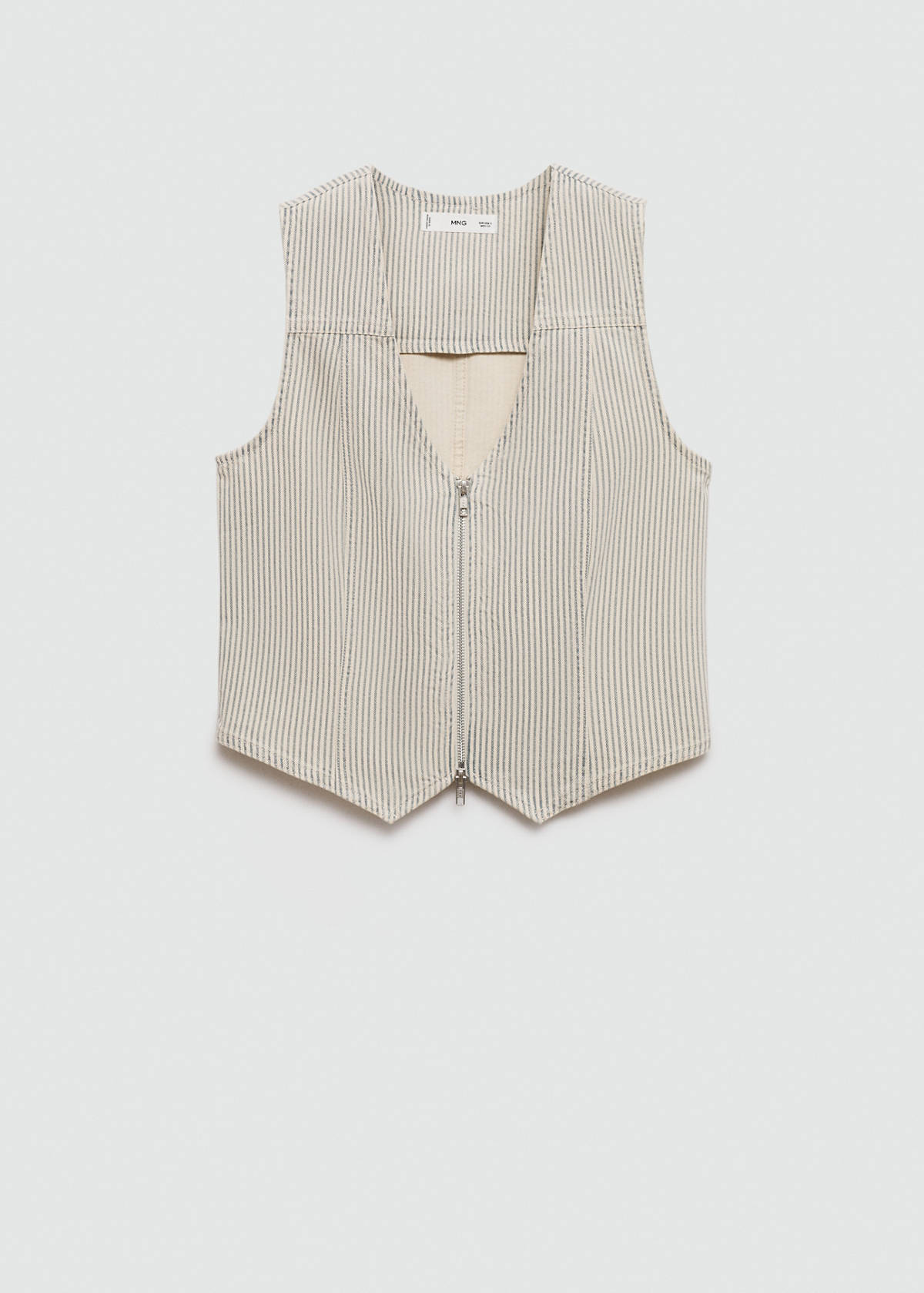 Striped gilet with zip — Beige