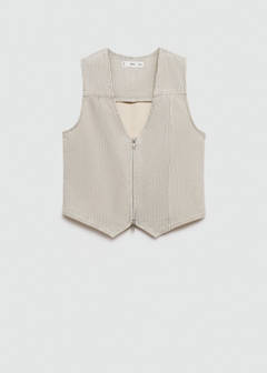 Striped gilet with zip — Beige 5