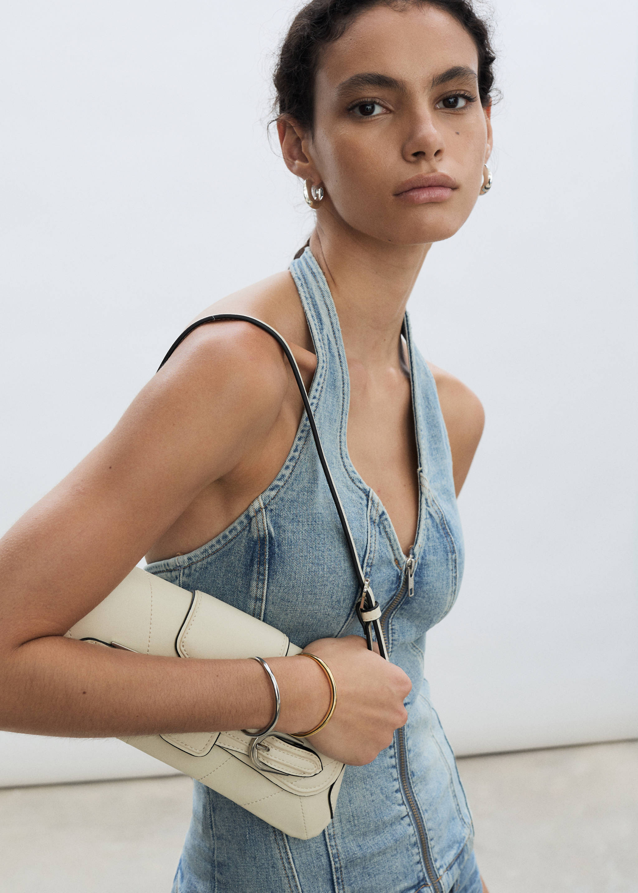 Halter-neck denim top - Details of the article 2