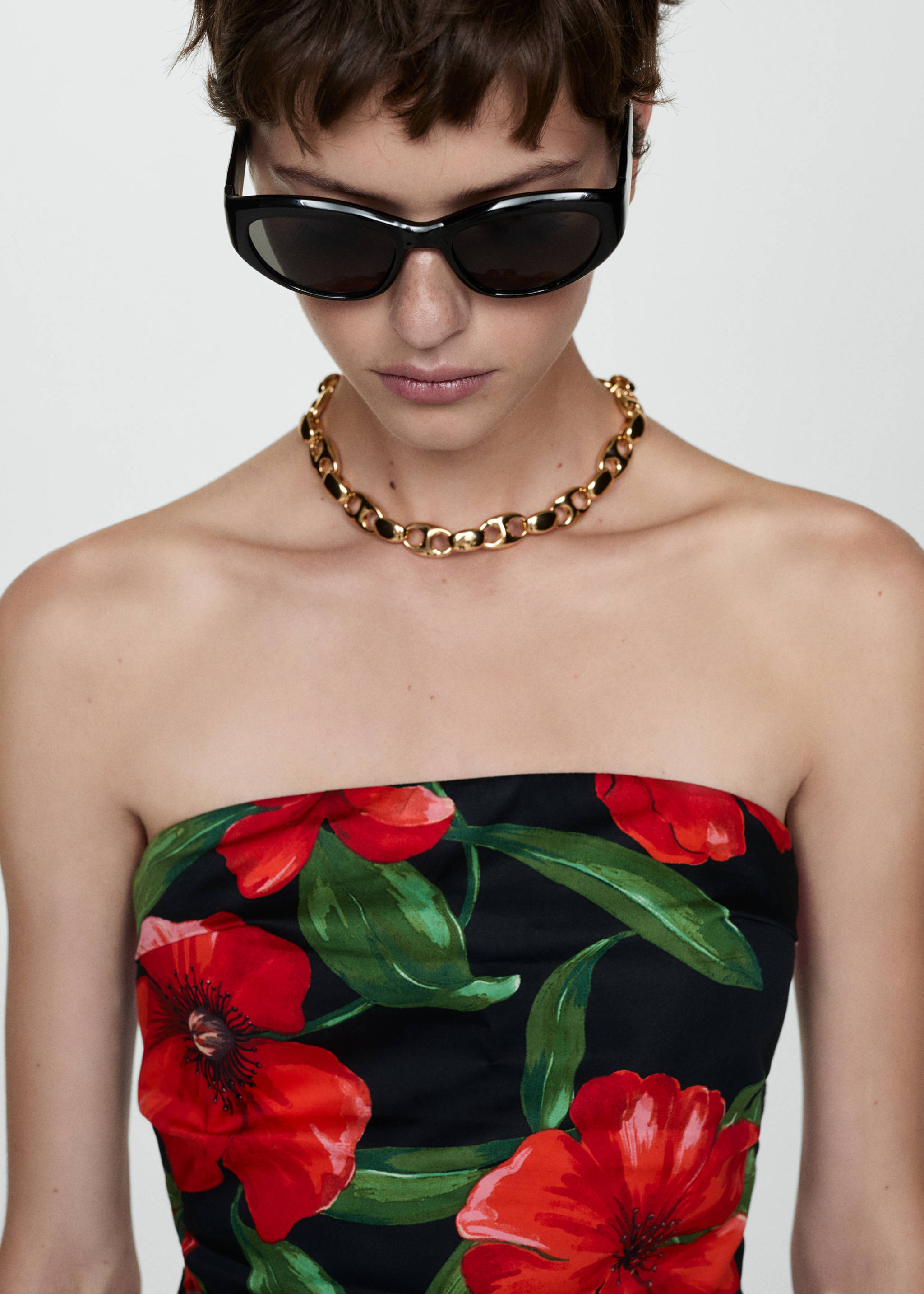 Strapless floral dress - Details of the article 1