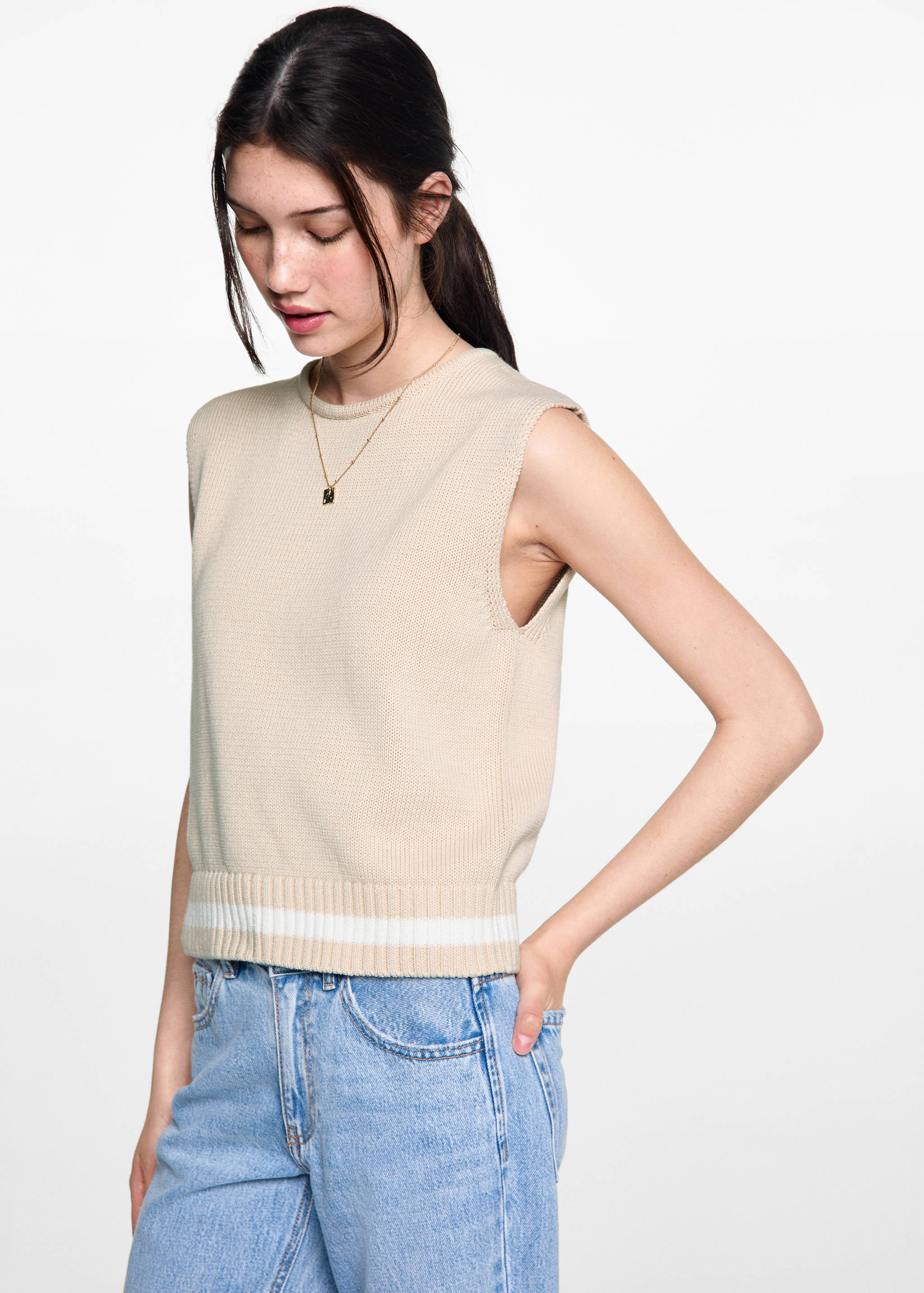 Striped knitted gilet - Medium plane