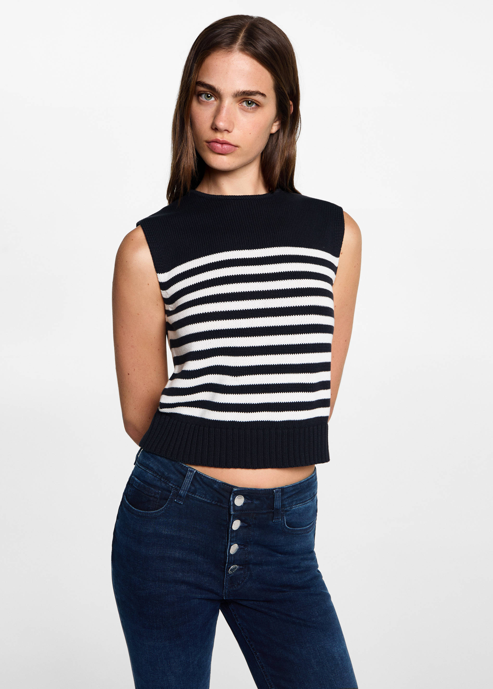 Striped knitted gilet - Medium plane