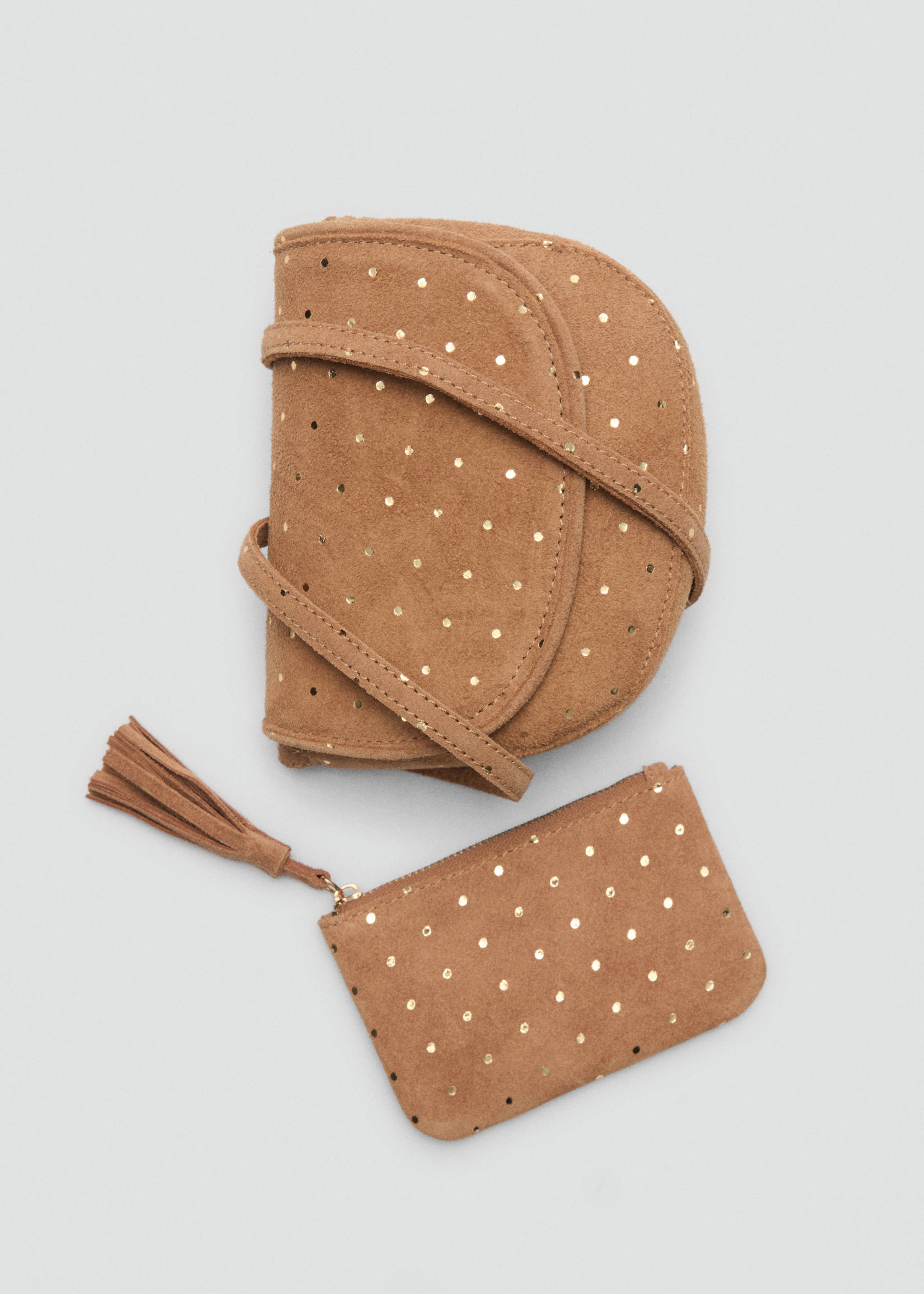 圆点印花皮革手袋 - null