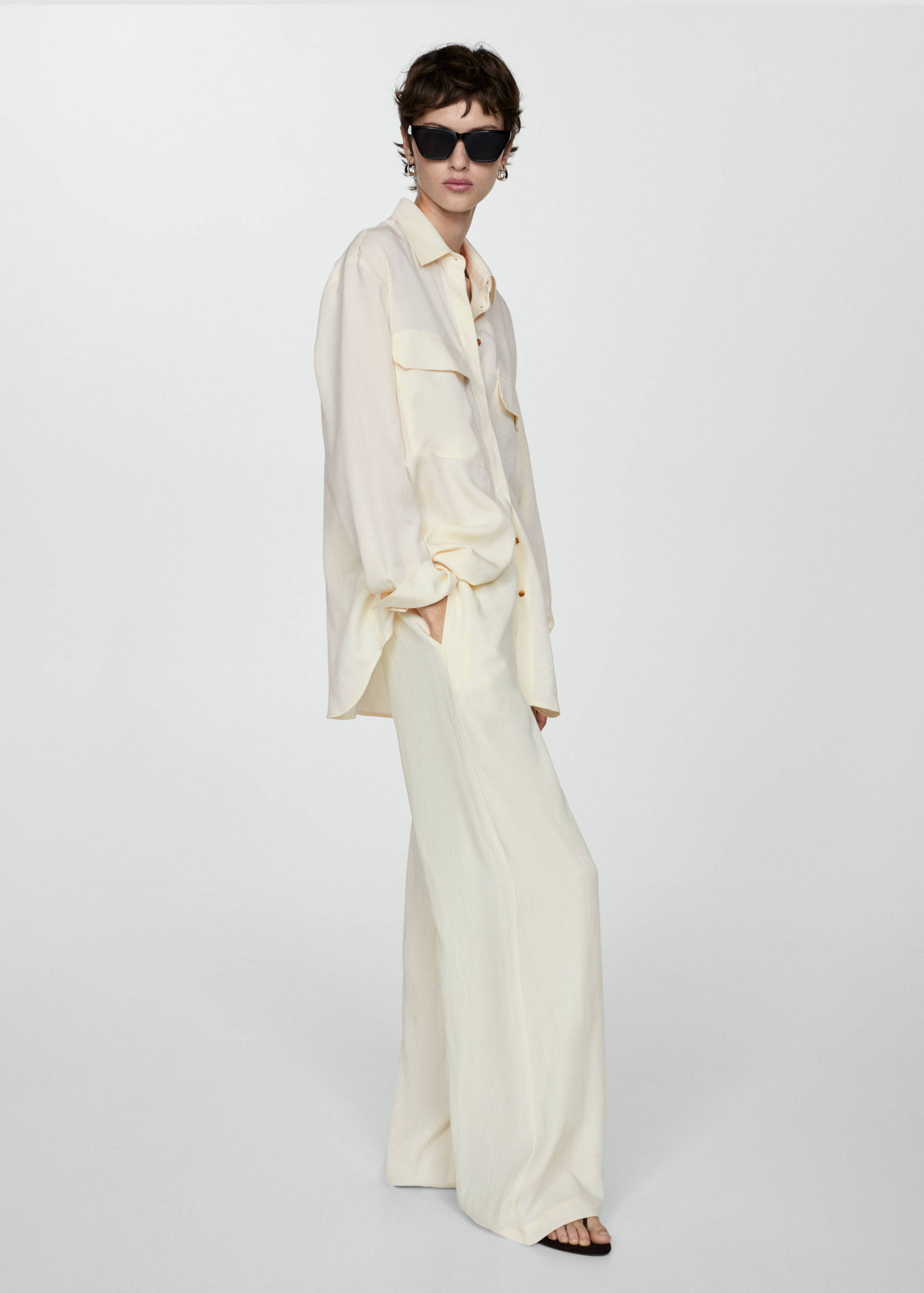 Wideleg lyocell trousers - General plane