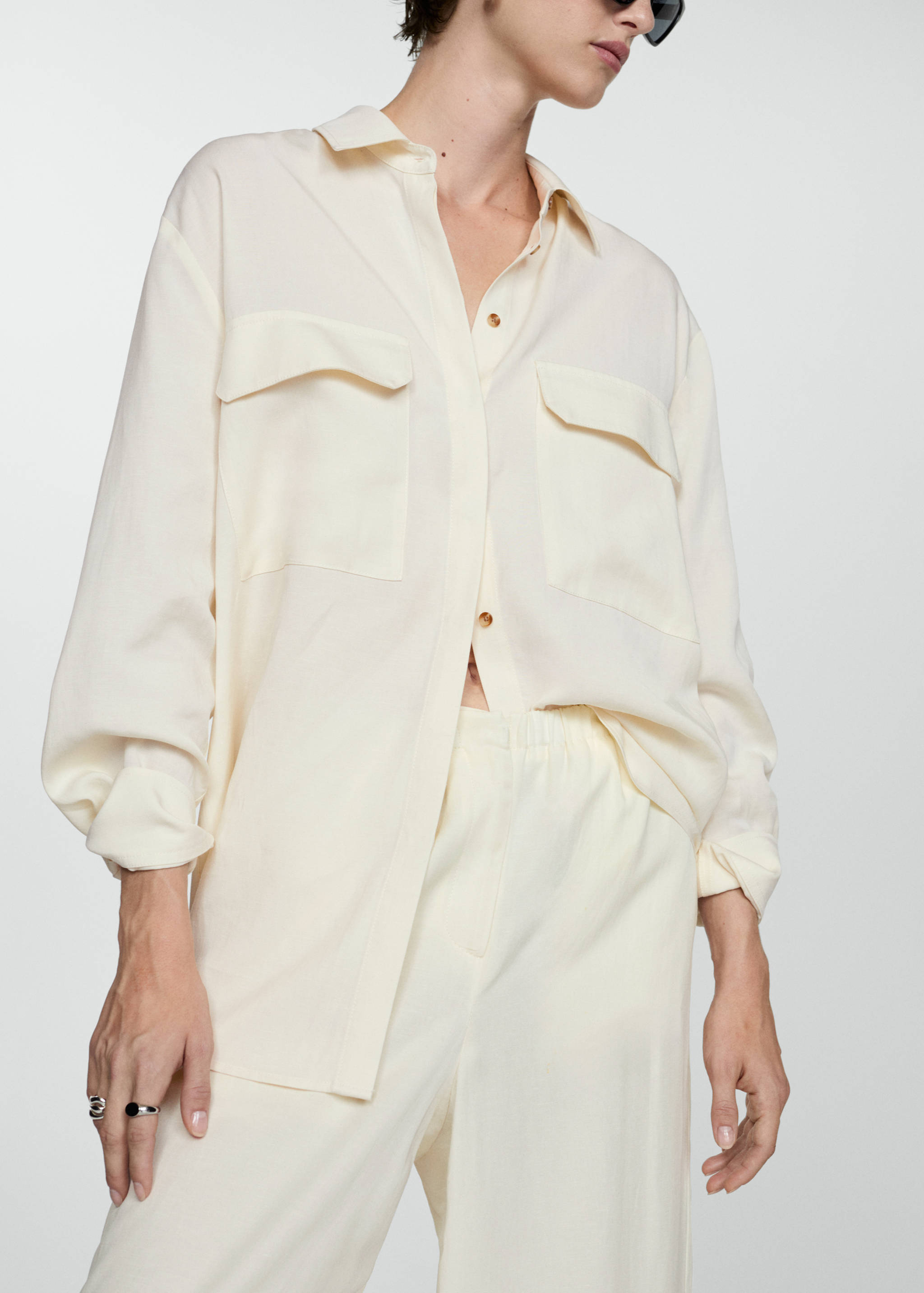 Wideleg lyocell trousers - Details of the article 1