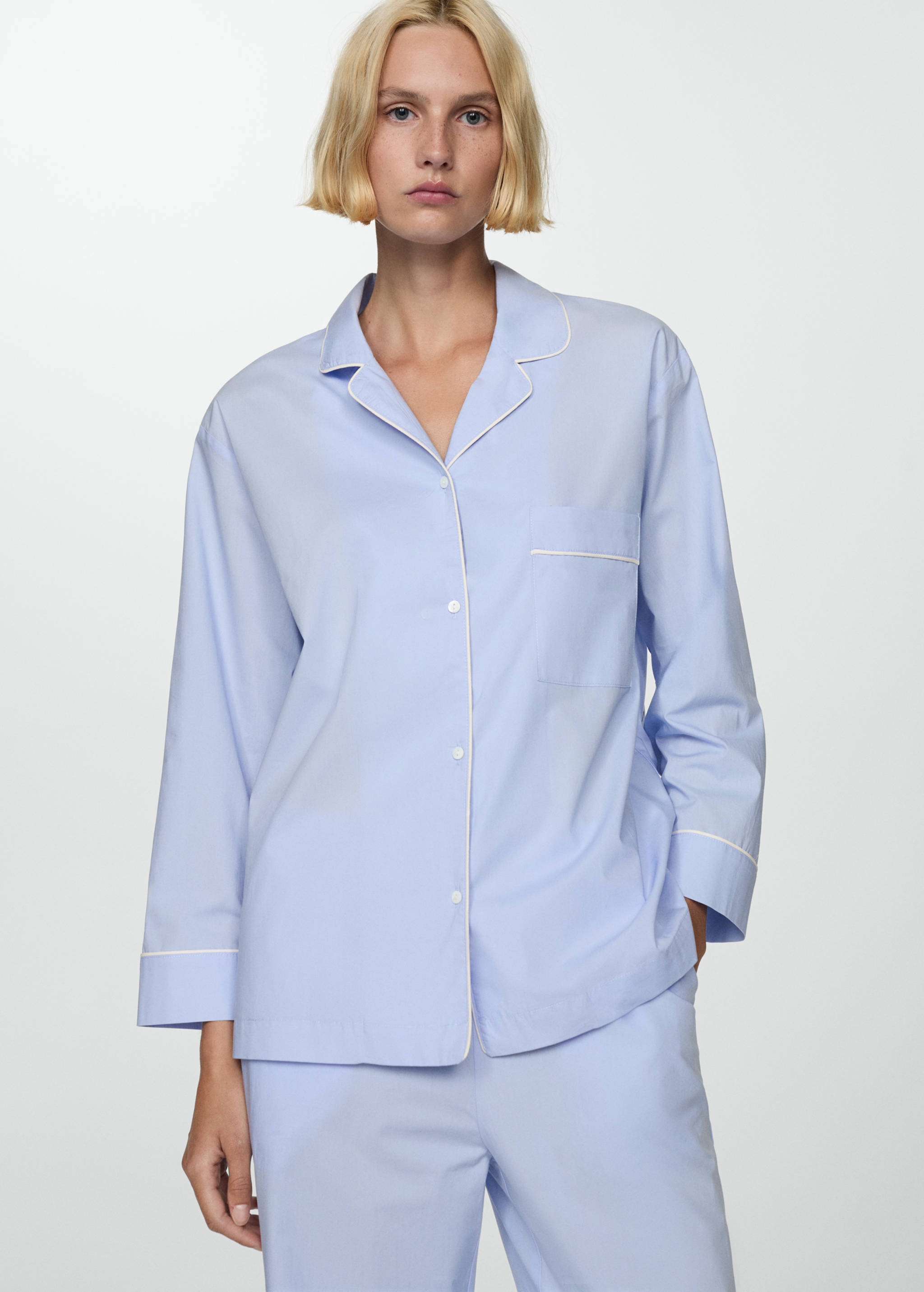 Pyjama shirt with contrasting finish - Medium plane