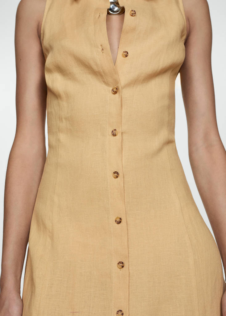 Linen-blend shirt dress — Ochre
