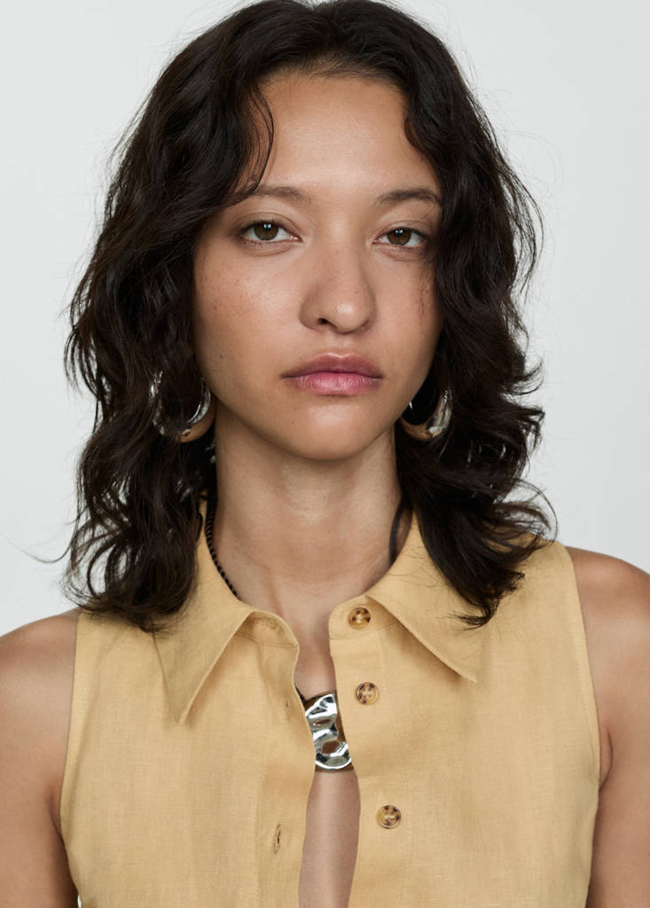 Linen-blend shirt dress — Ochre