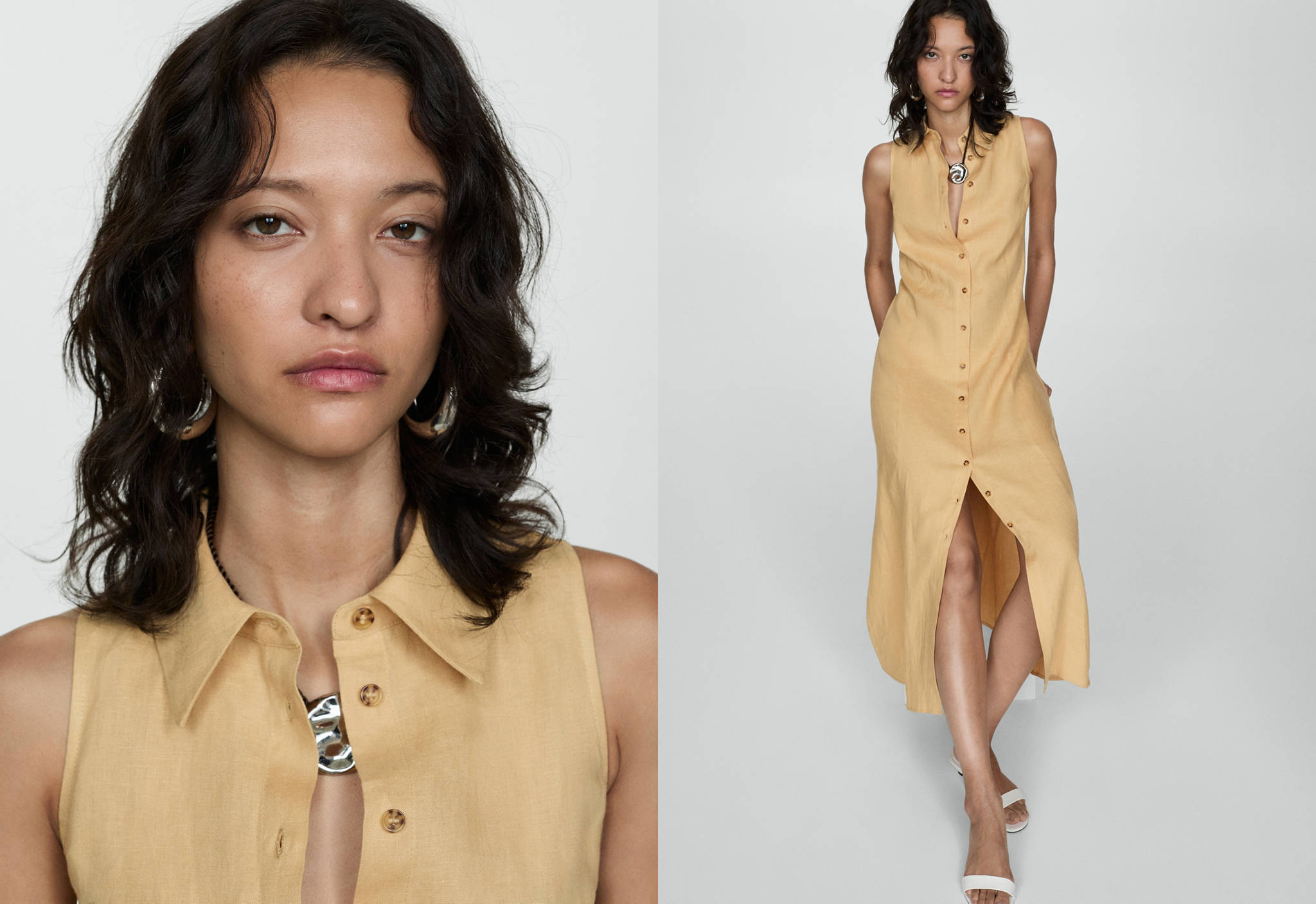 Linen-blend shirt dress - Panoramic plane