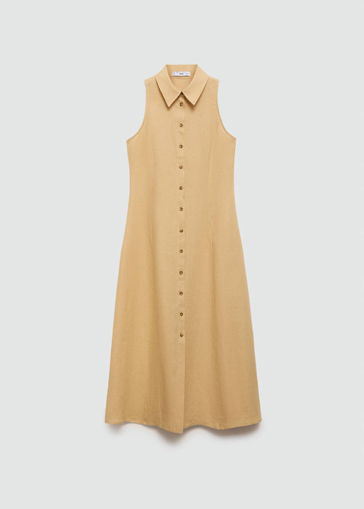 Linen-blend shirt dress — Ochre