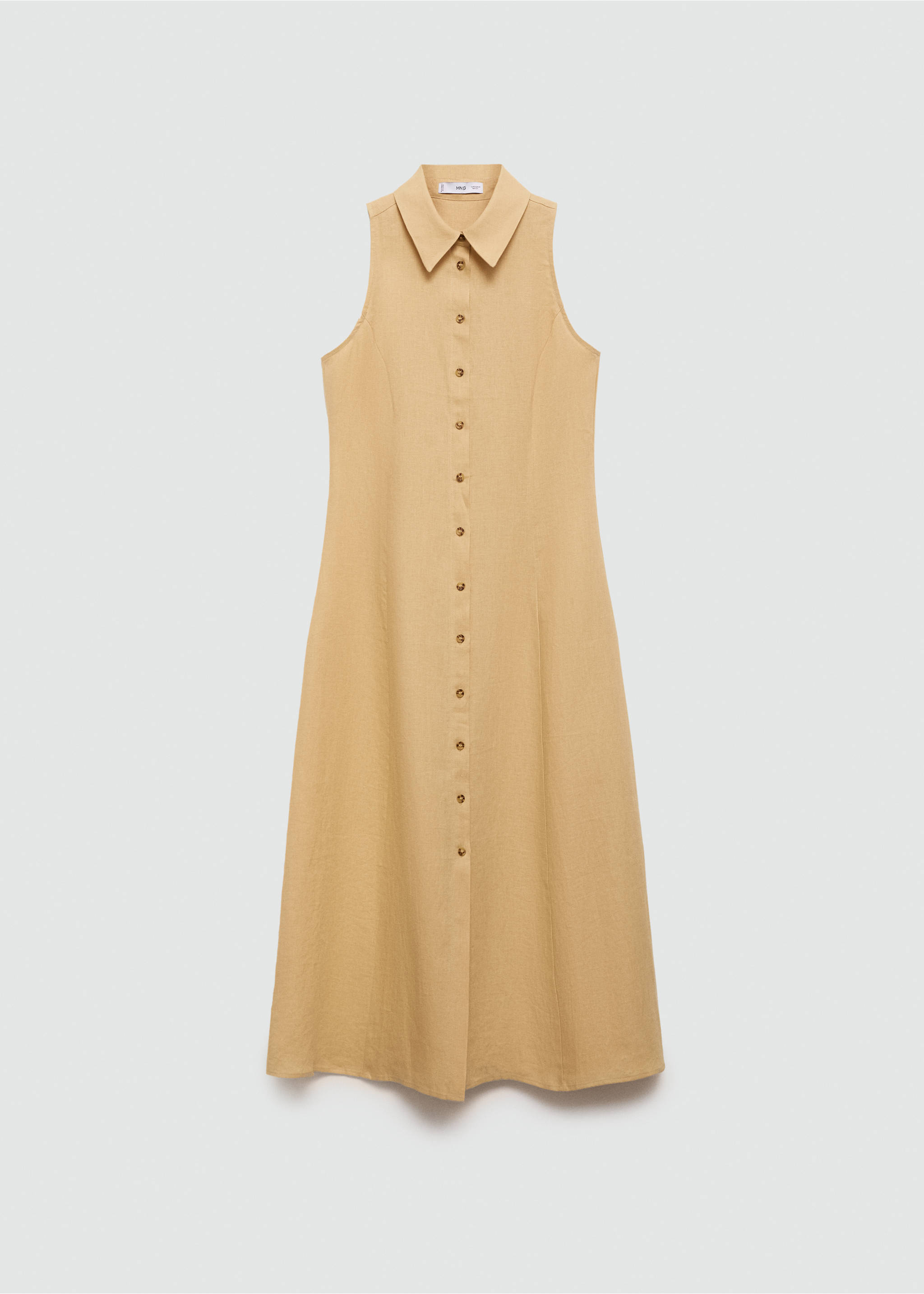 Linen-blend shirt dress - Article without model, Ochre. Ref: 77083274-00.