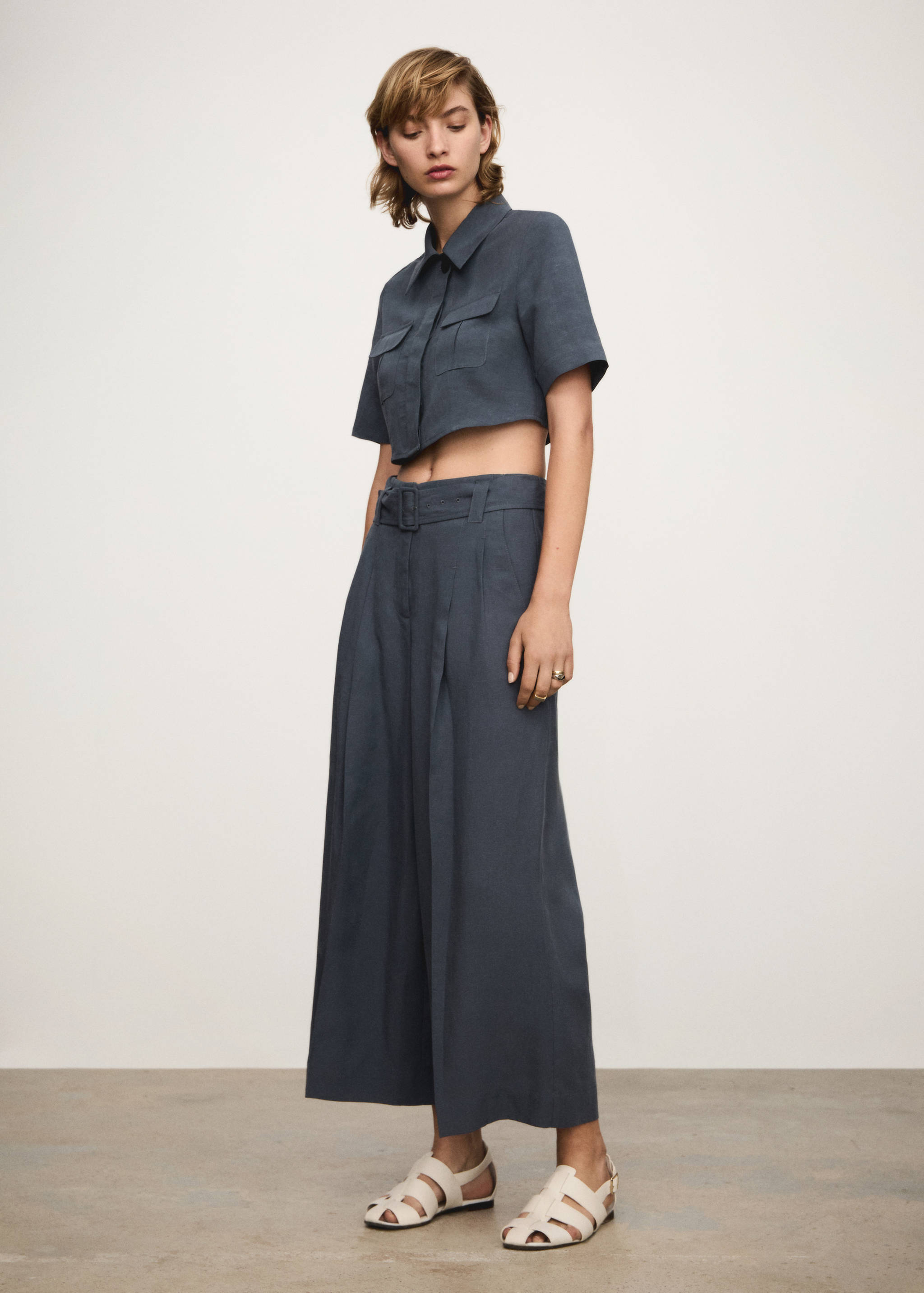 Lyocell pants with belt - General plane