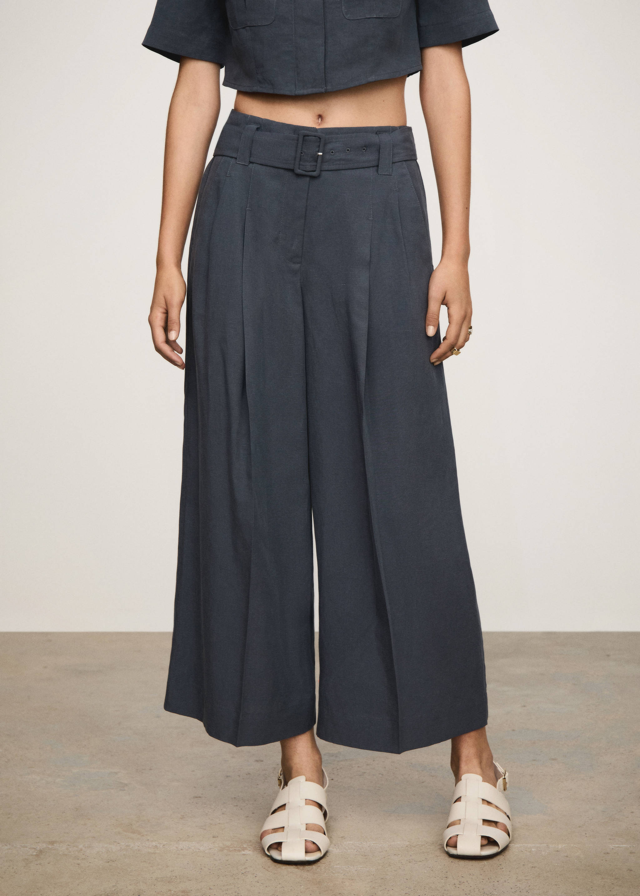 Lyocell pants with belt - Medium plane