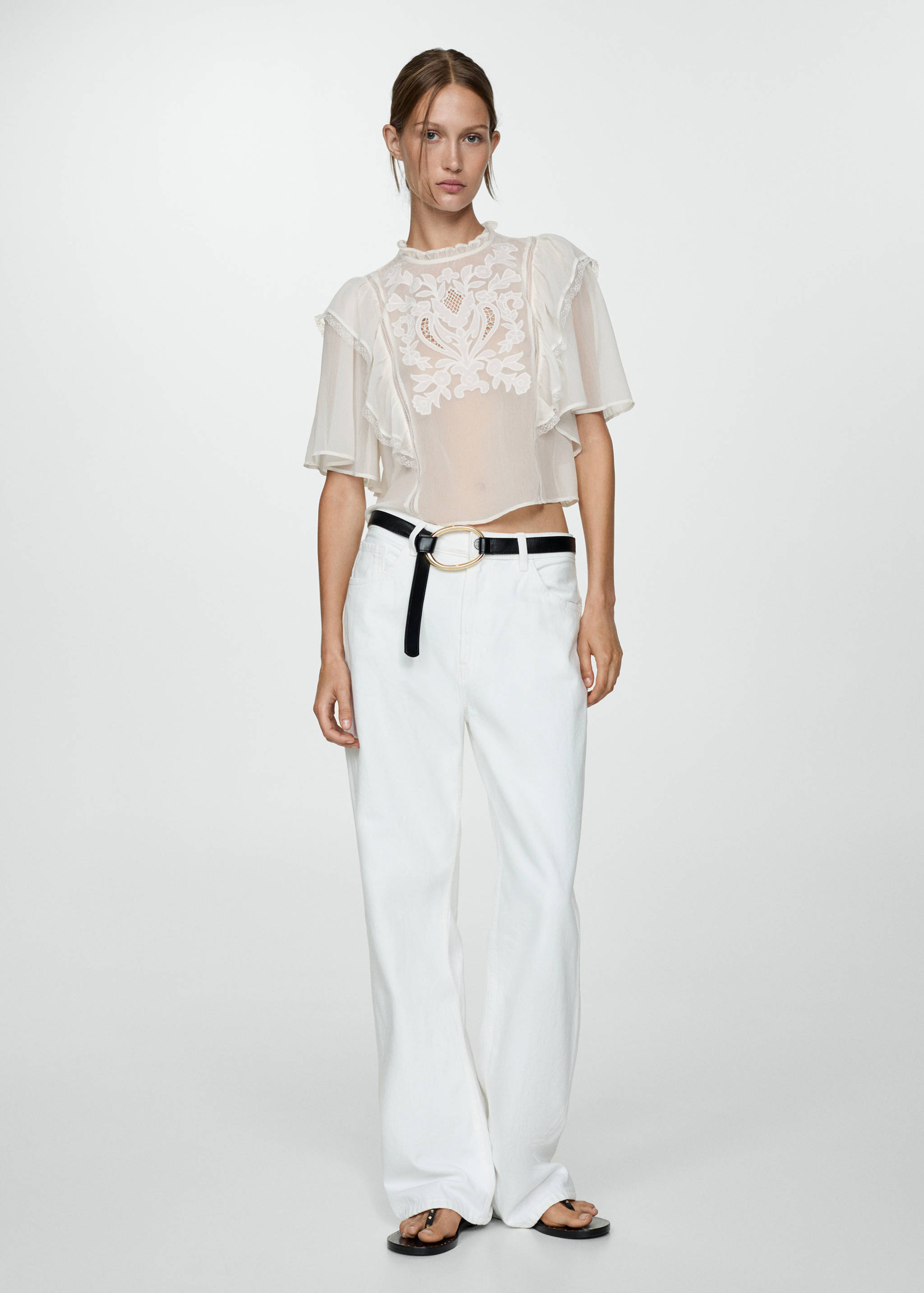 Fluid blouse with embroidered details - General plane
