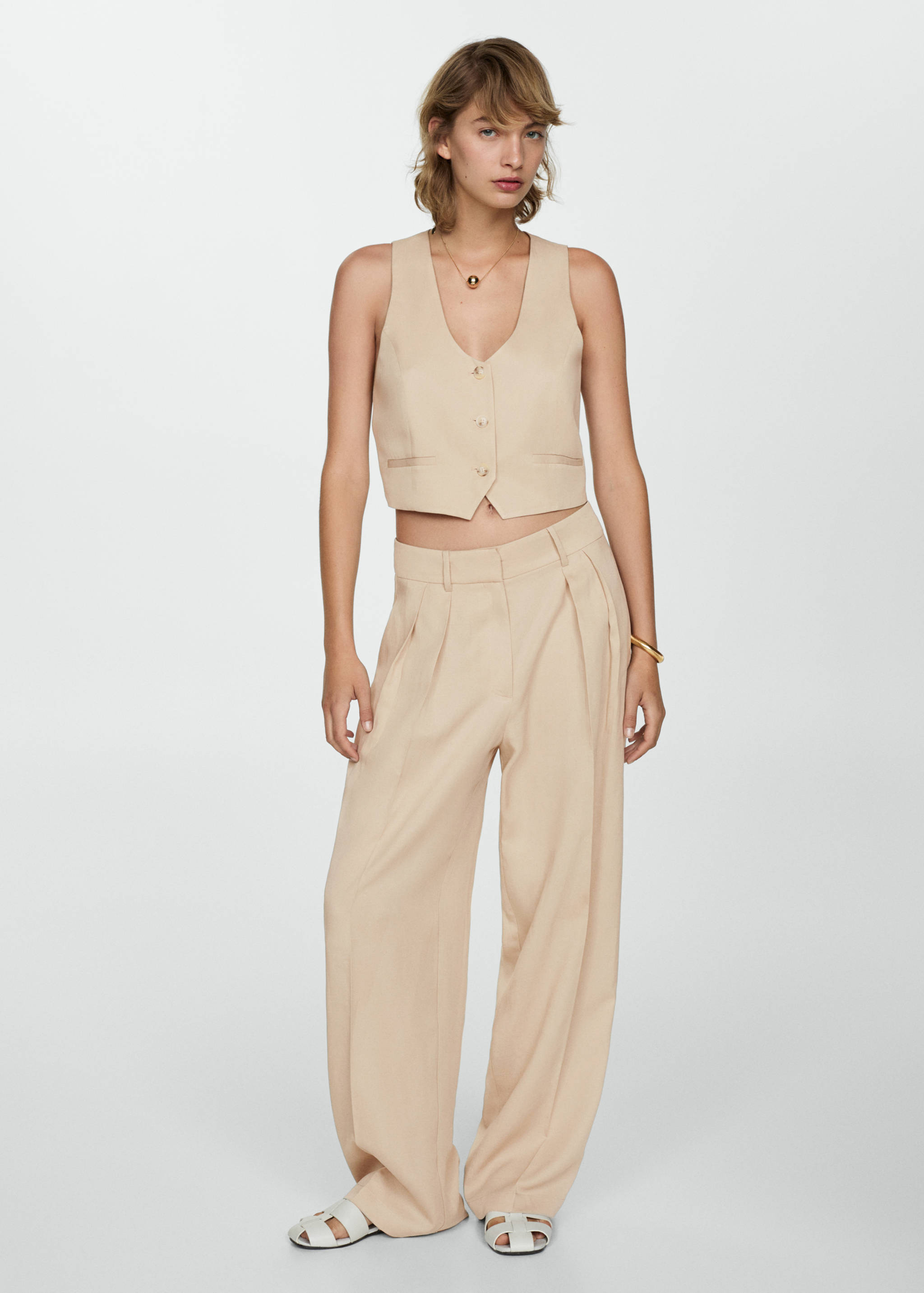 Cropped lyocell waistcoat - General plane