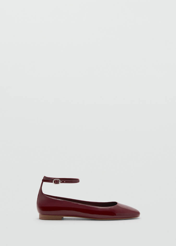 Patent leather-effect ballet flats — Burgundy