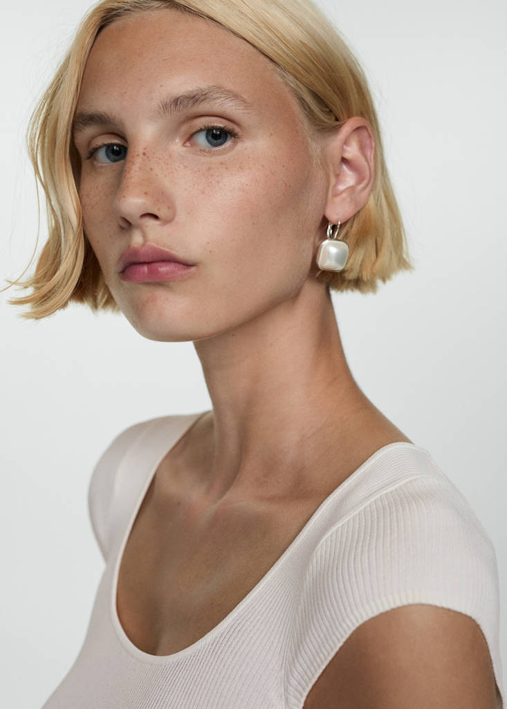 Fine ribbed knit top — Off White