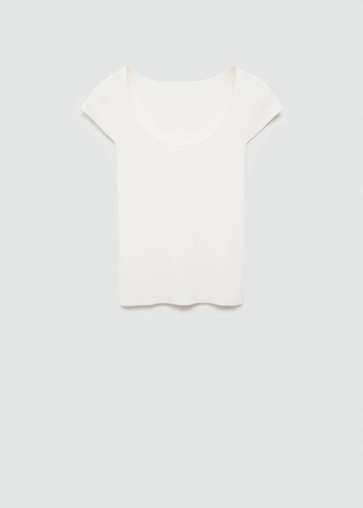 Fine ribbed knit top — Off White