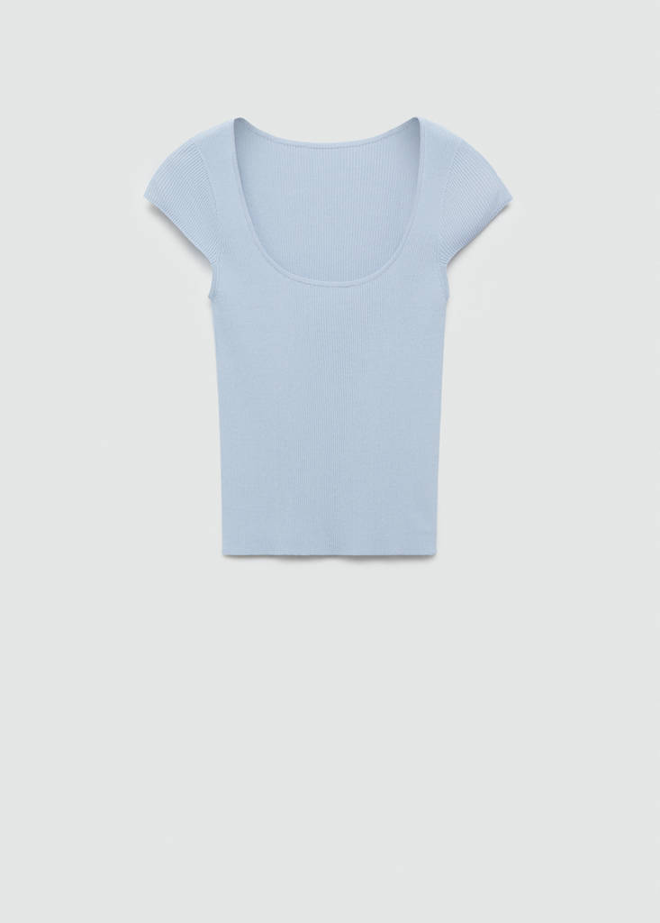 Fine ribbed knit top — Sky Blue