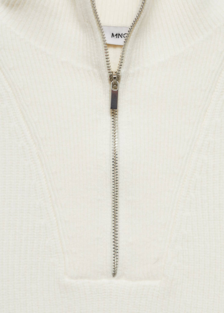 Knitted gilet with zip — Ecru