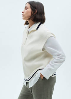 Knitted gilet with zip — Ecru 7