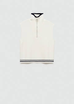 Knitted gilet with zip — Ecru 8