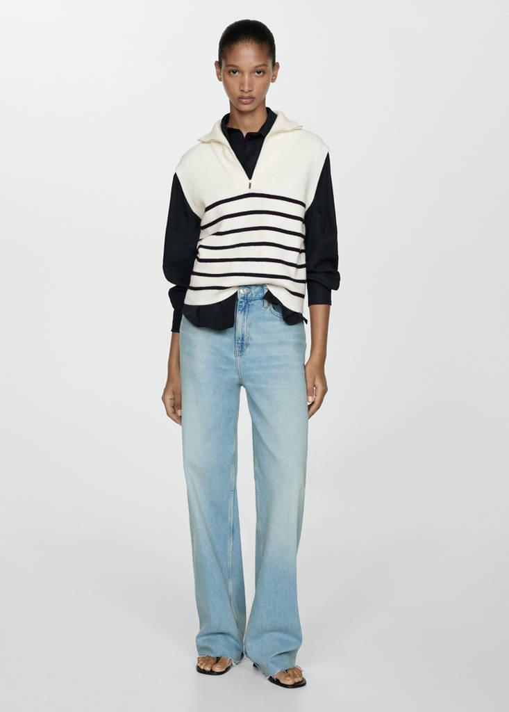 Knitted gilet with zip — Dark Navy