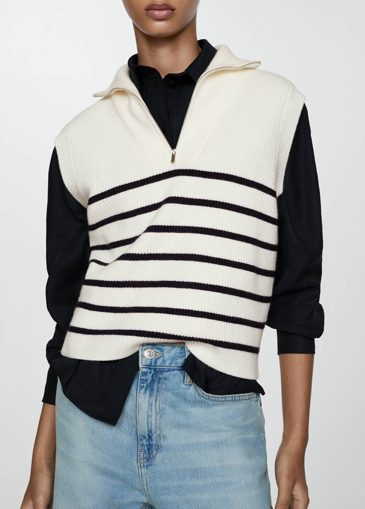 Knitted gilet with zip — Dark Navy