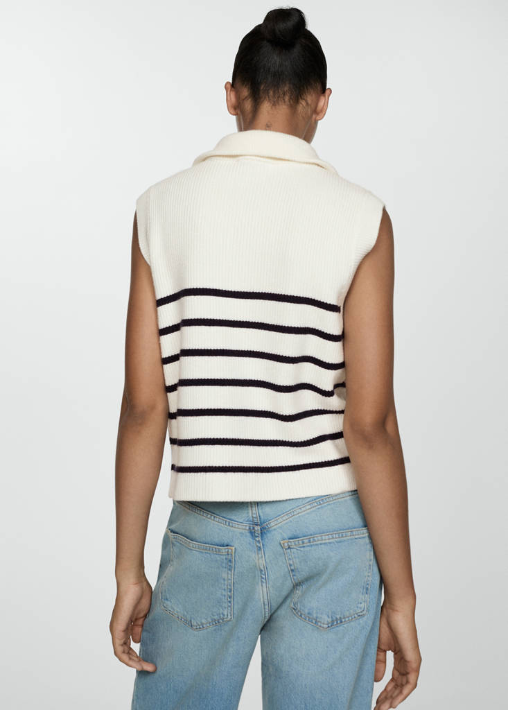 Knitted gilet with zip — Dark Navy