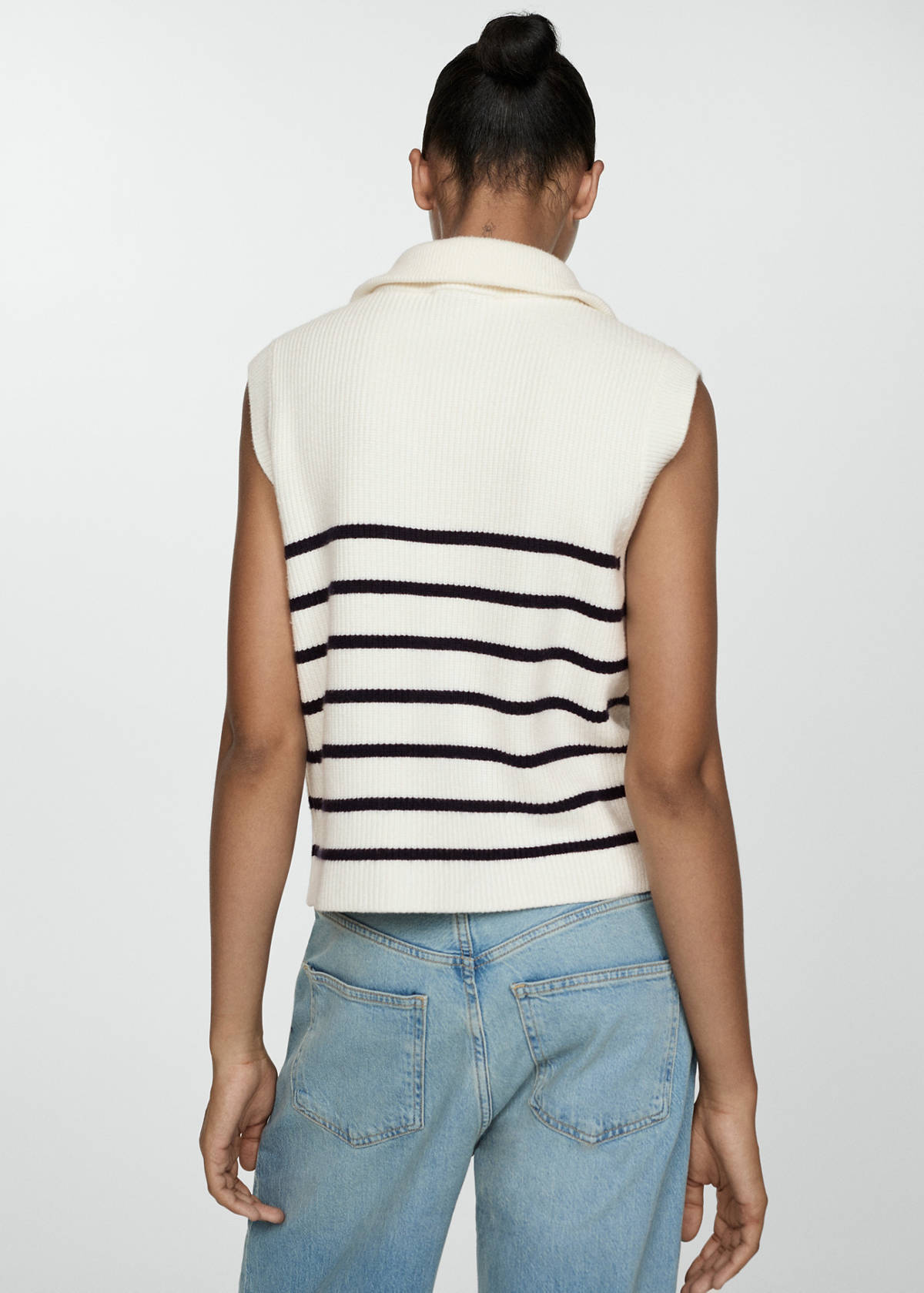 Knitted gilet with zip — Dark Navy