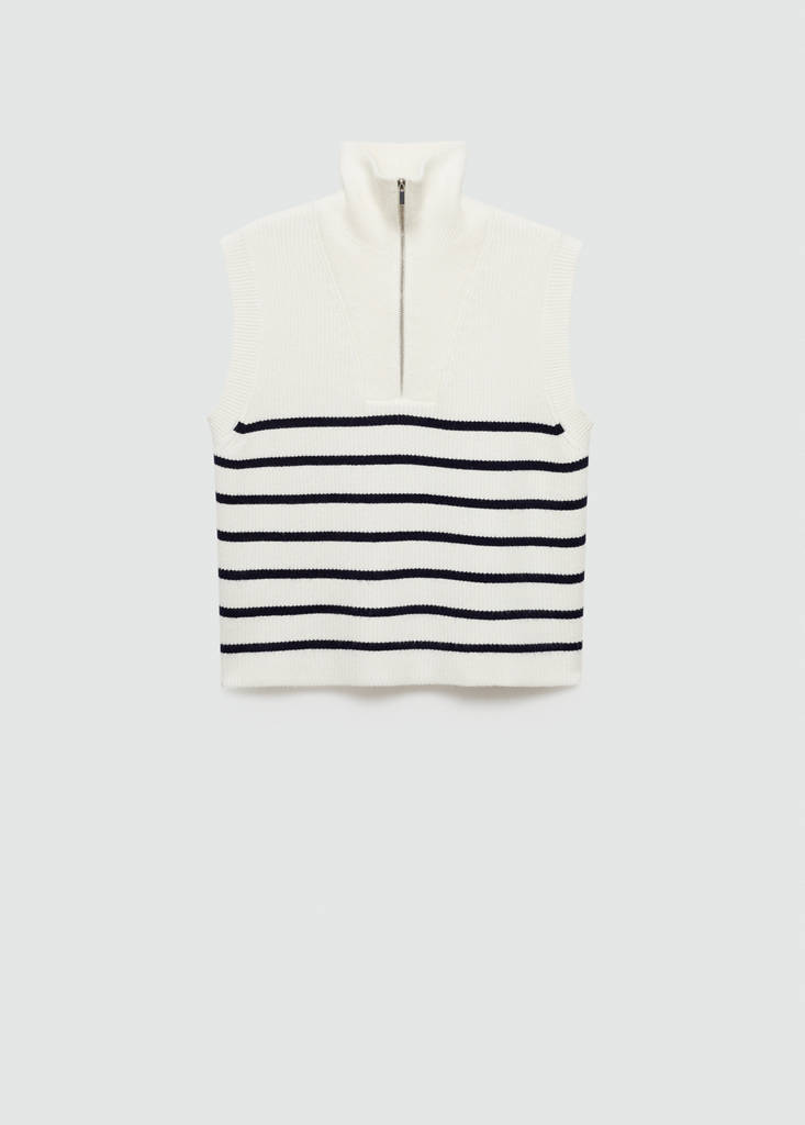 Knitted gilet with zip — Dark Navy