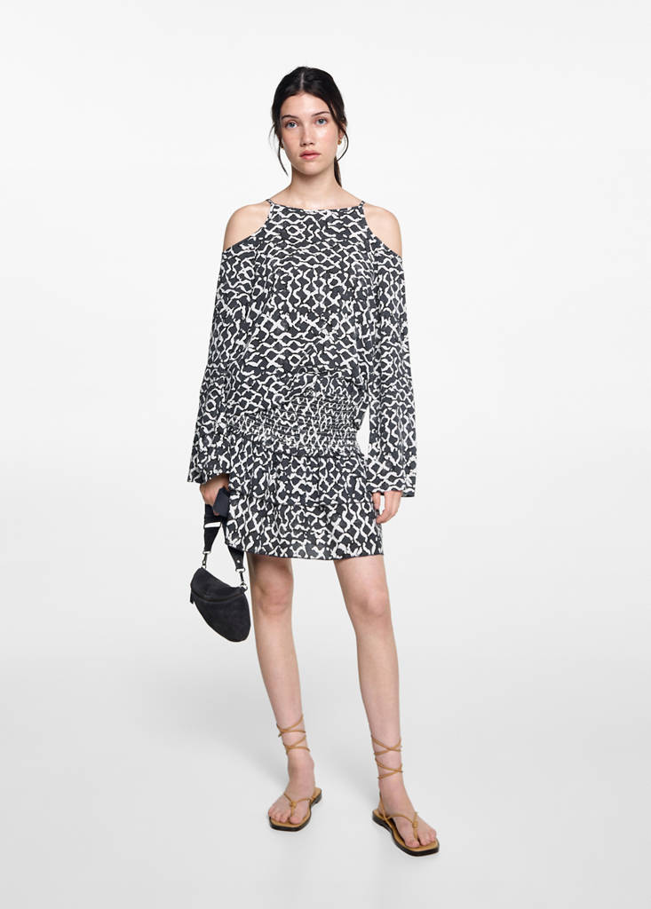 MANGO TEEN - Jupe froncée volants gris anthracite - XL - Fille Teen