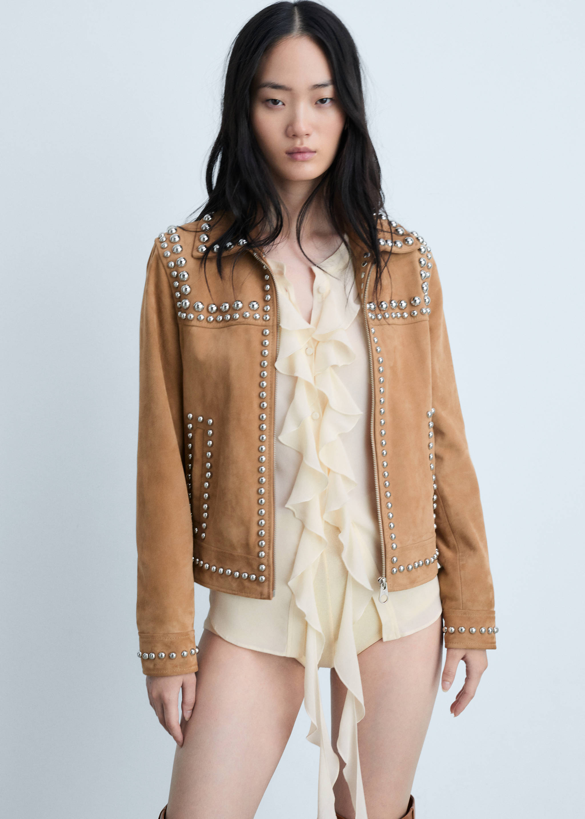 Studded leather jacket - Medium plane