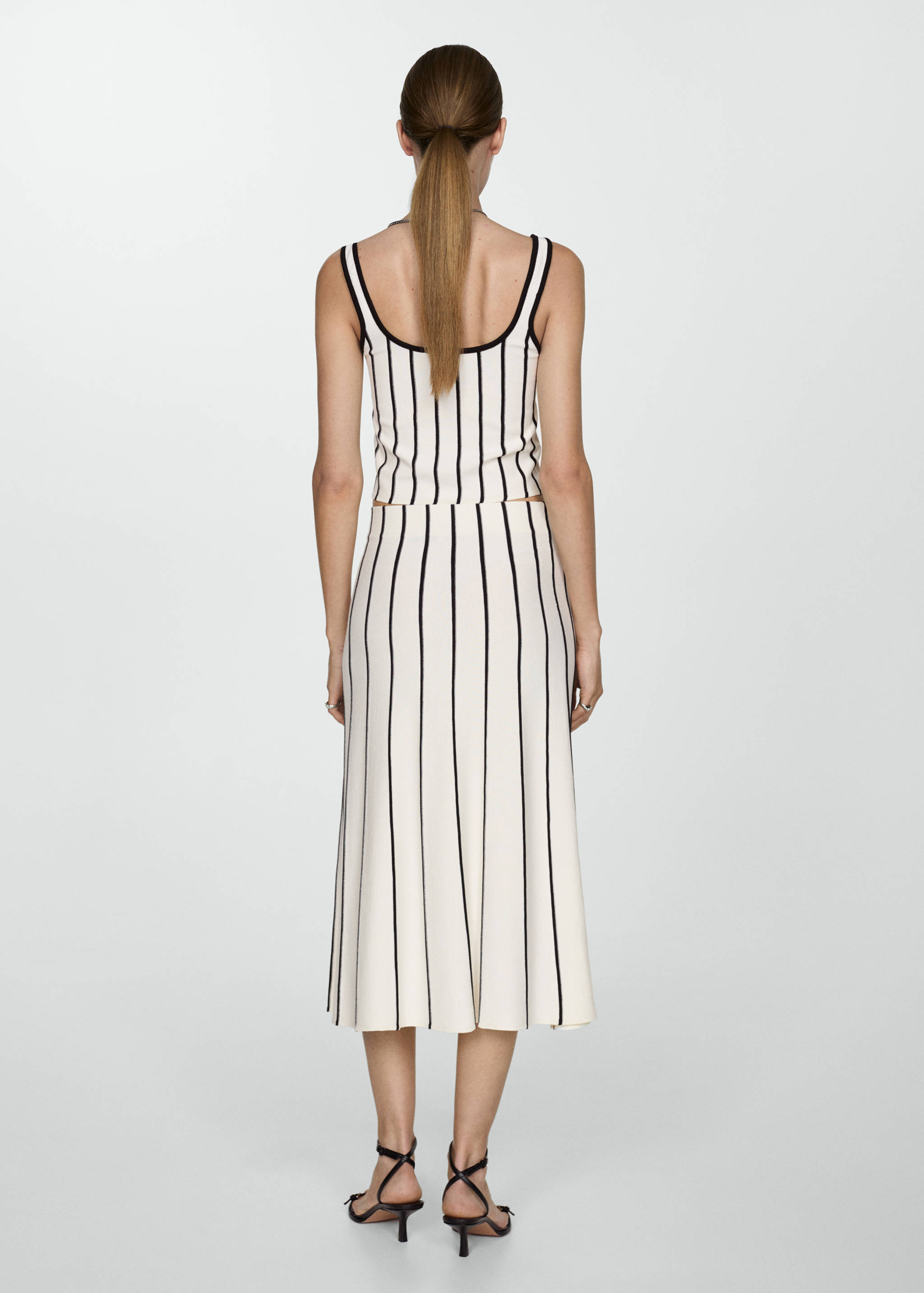 条纹针织半身裙 - null