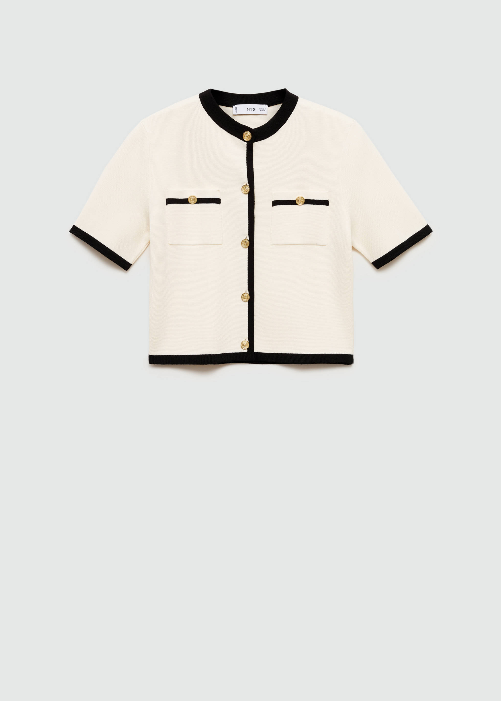 Short-sleeved cardigan with contrasting trims - Article without model