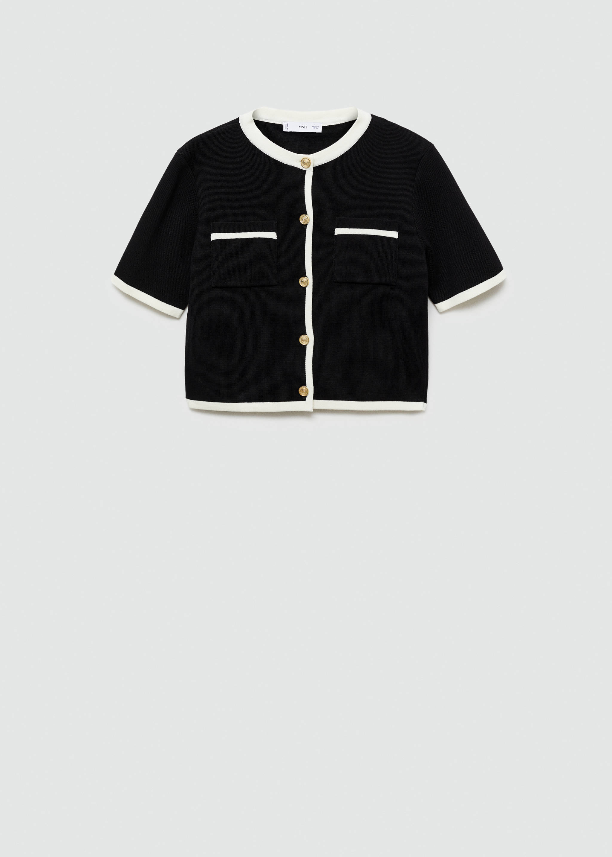 Short-sleeved cardigan with contrasting trims - Article without model