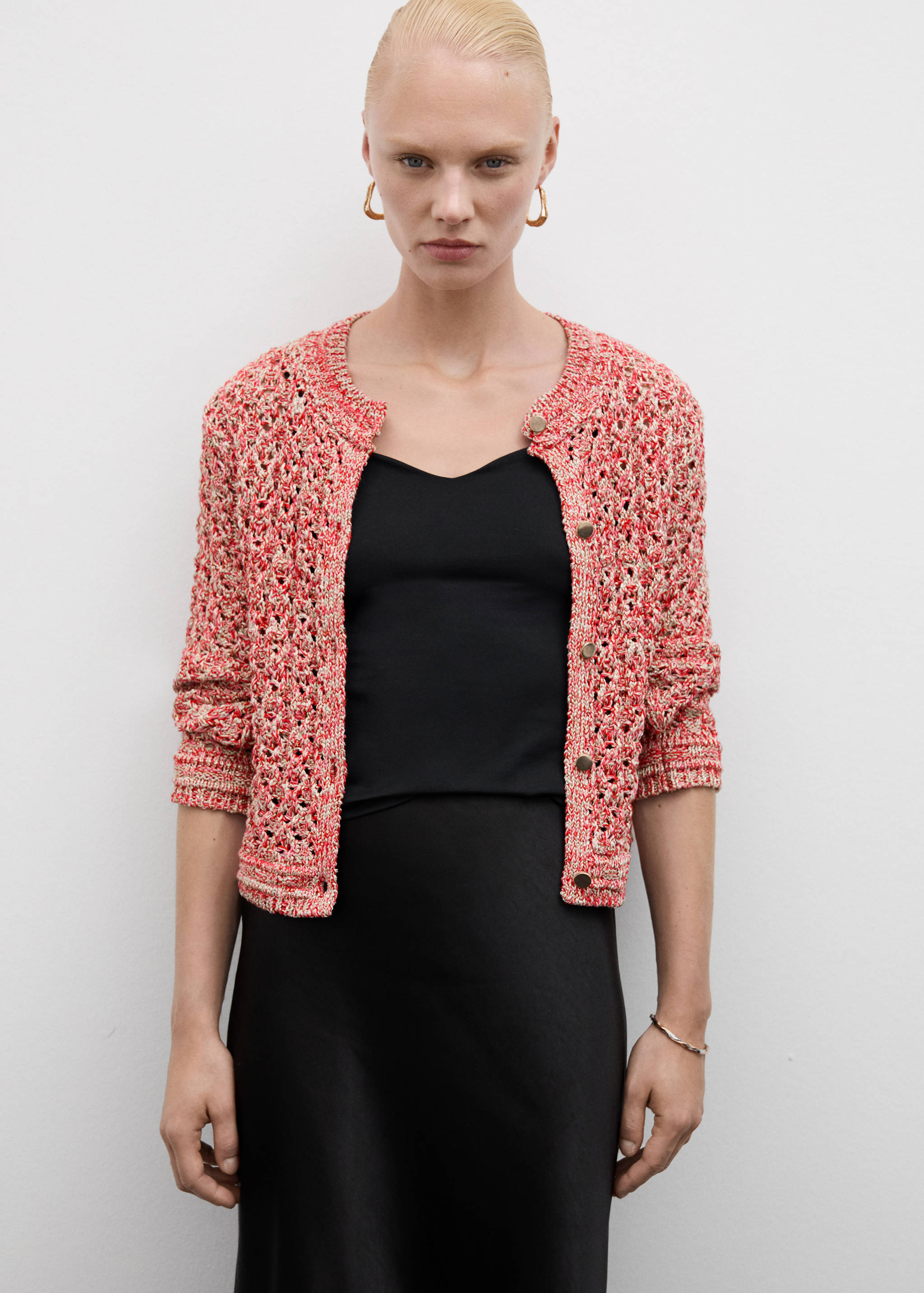 Cardigan ajouré chiné Lurex - Plan moyen
