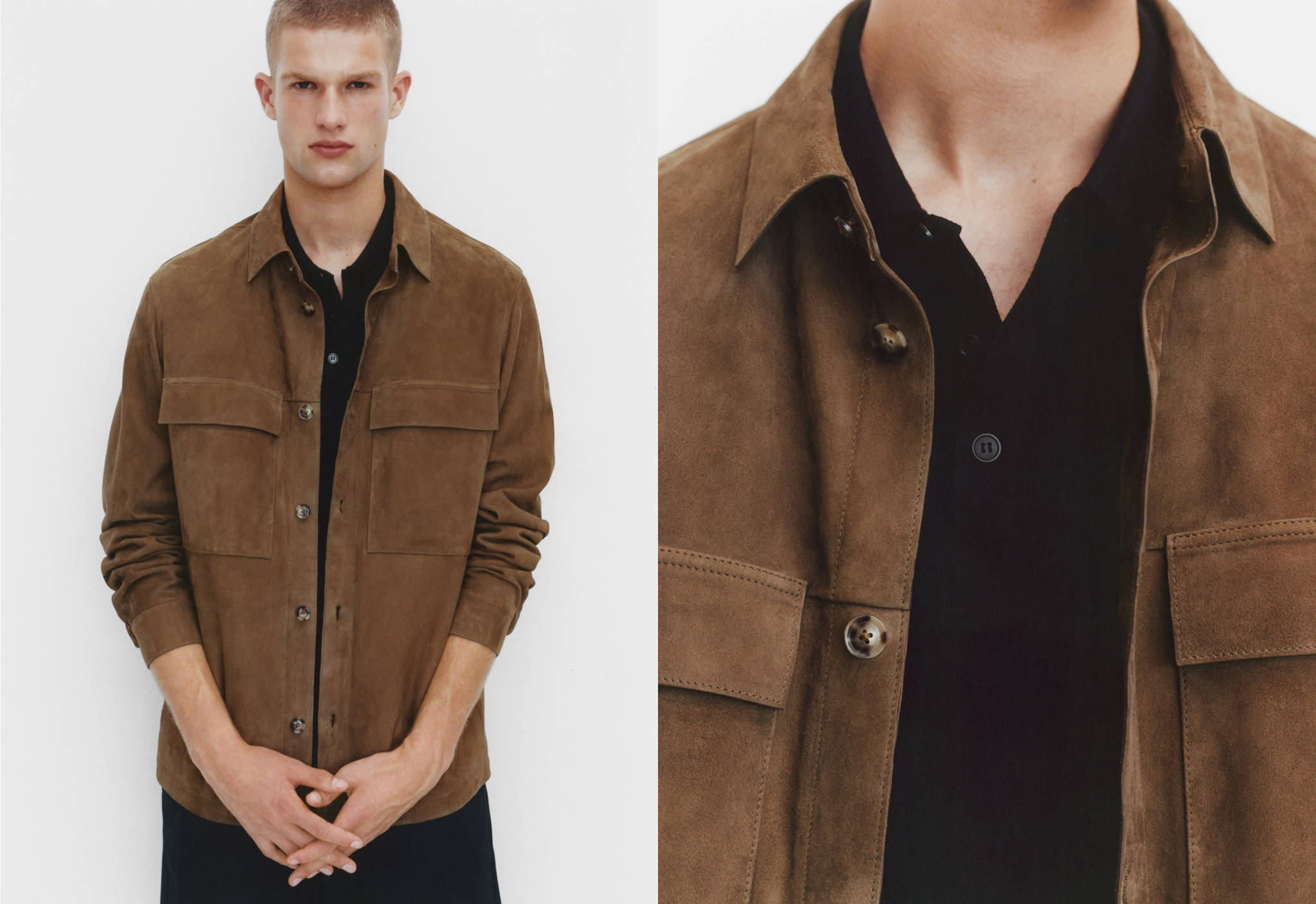 100% suede overshirt with pockets - Panoramic plane