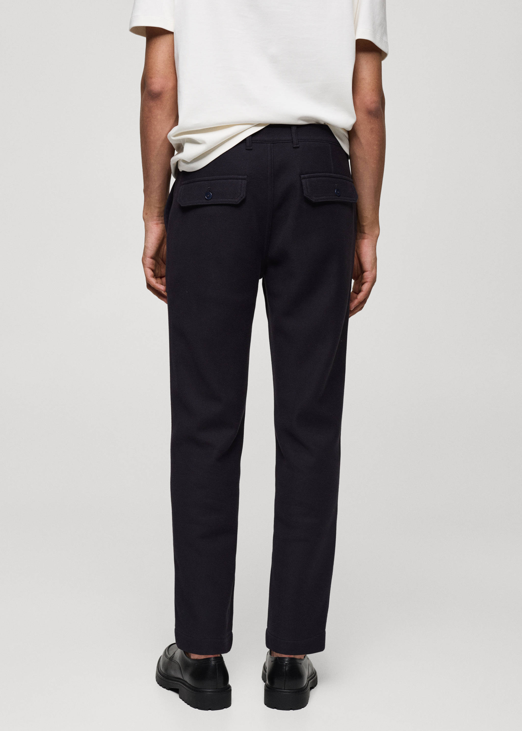 Regular-fit textured cotton trousers - Reverse of the article
